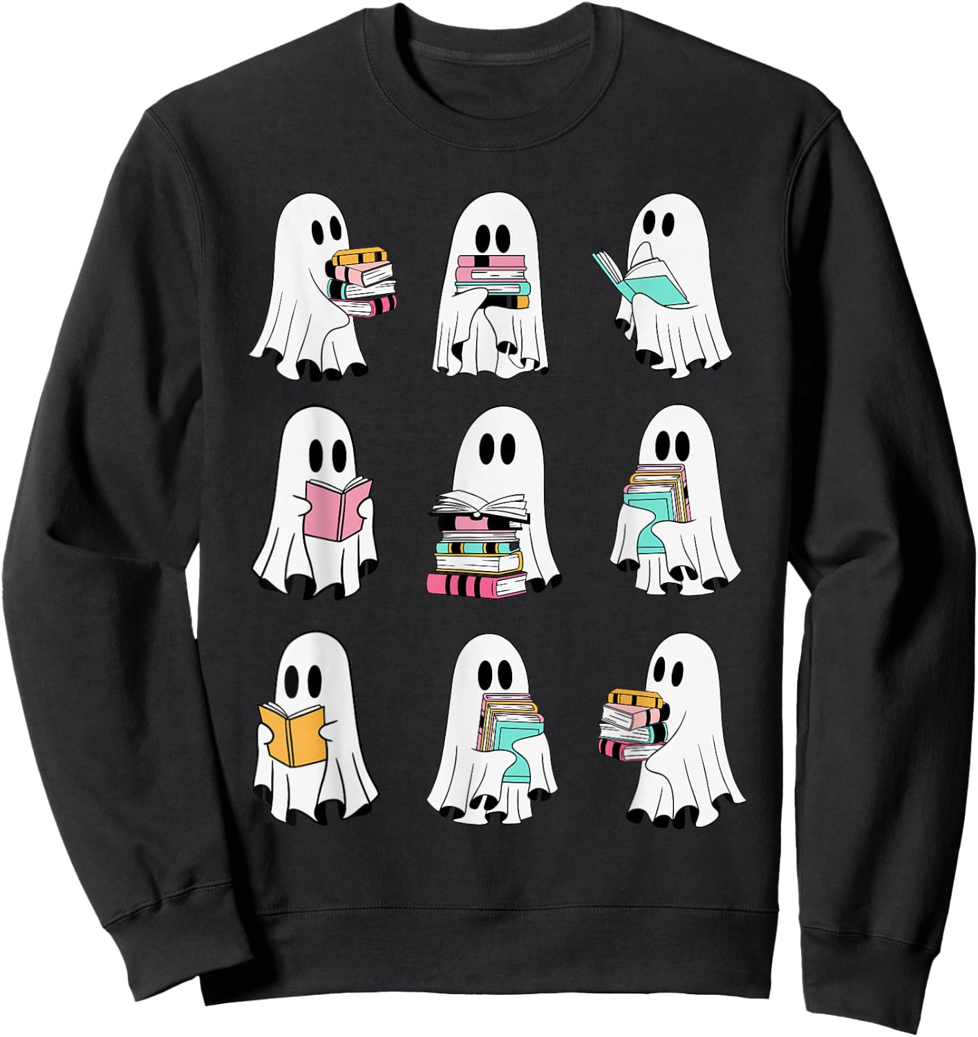 Ghost Reading Books Spooky Librarian Teacher Women Sweatshirt - Sweatshirt | Black