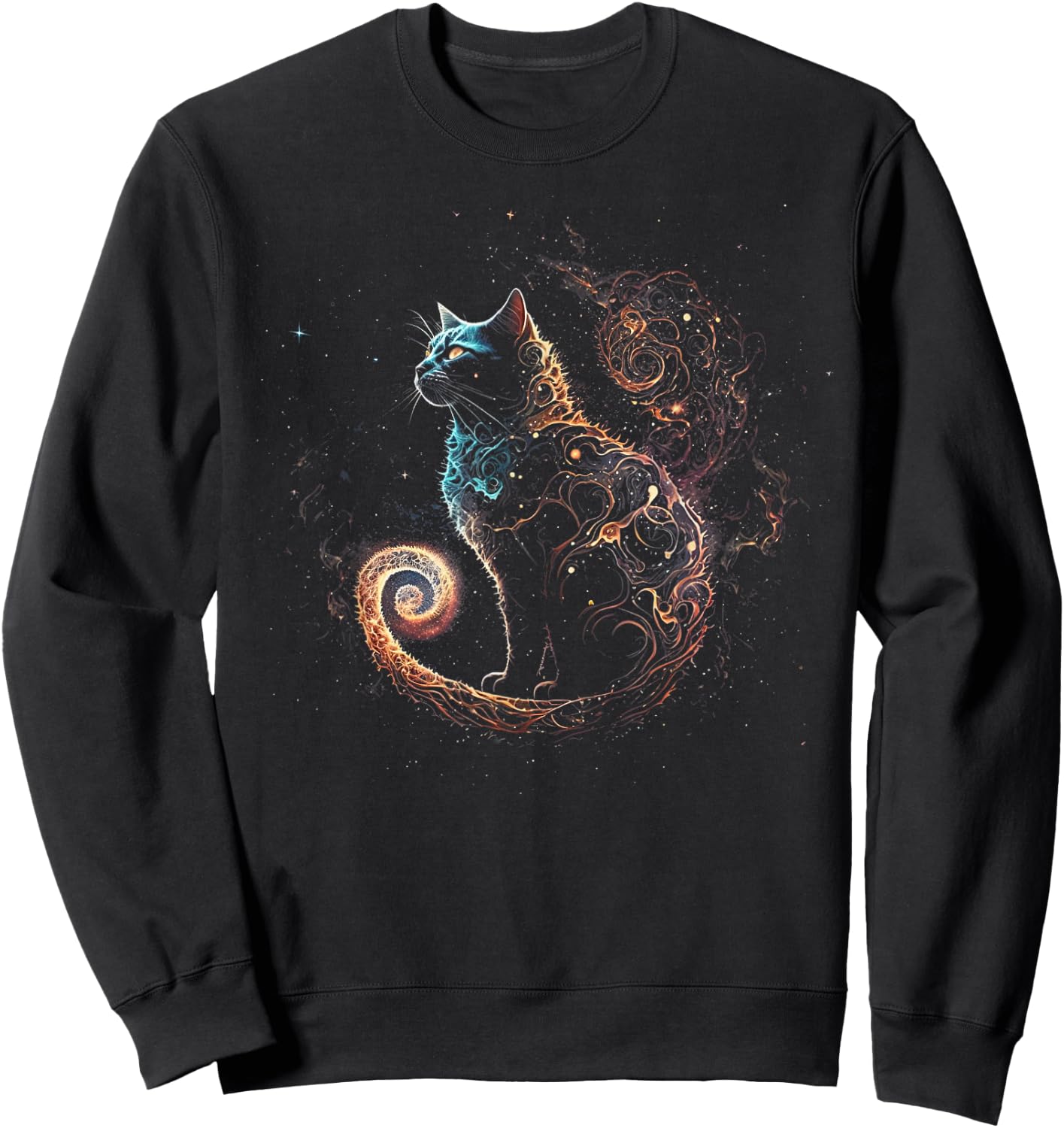 Cat in The Galaxy and Space Kitten Cat Head Sweatshirt - Sweatshirt | Black