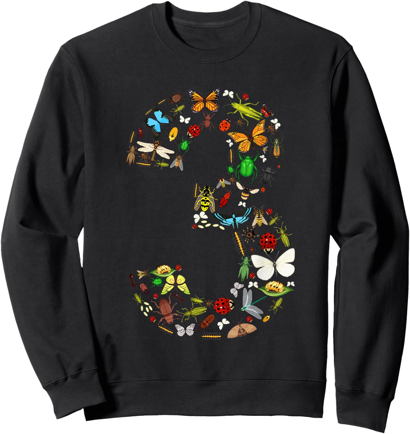 3 Years Old Three Bug 3rd Birthday Bugs Insects Boy Girl Sweatshirt - Sweatshirt | Black