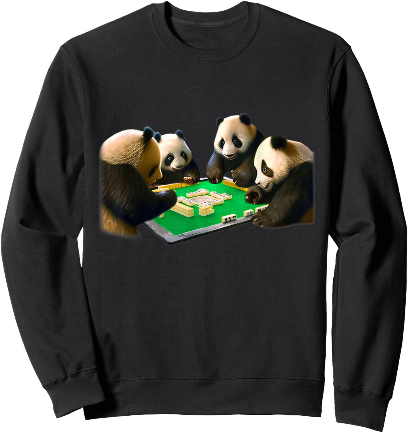Panda Mahjongg Funny Animal Letters Men's Funny Clothes Funny Goods Present Neta Jakushi Sweatshirt - Sweatshirt | Black