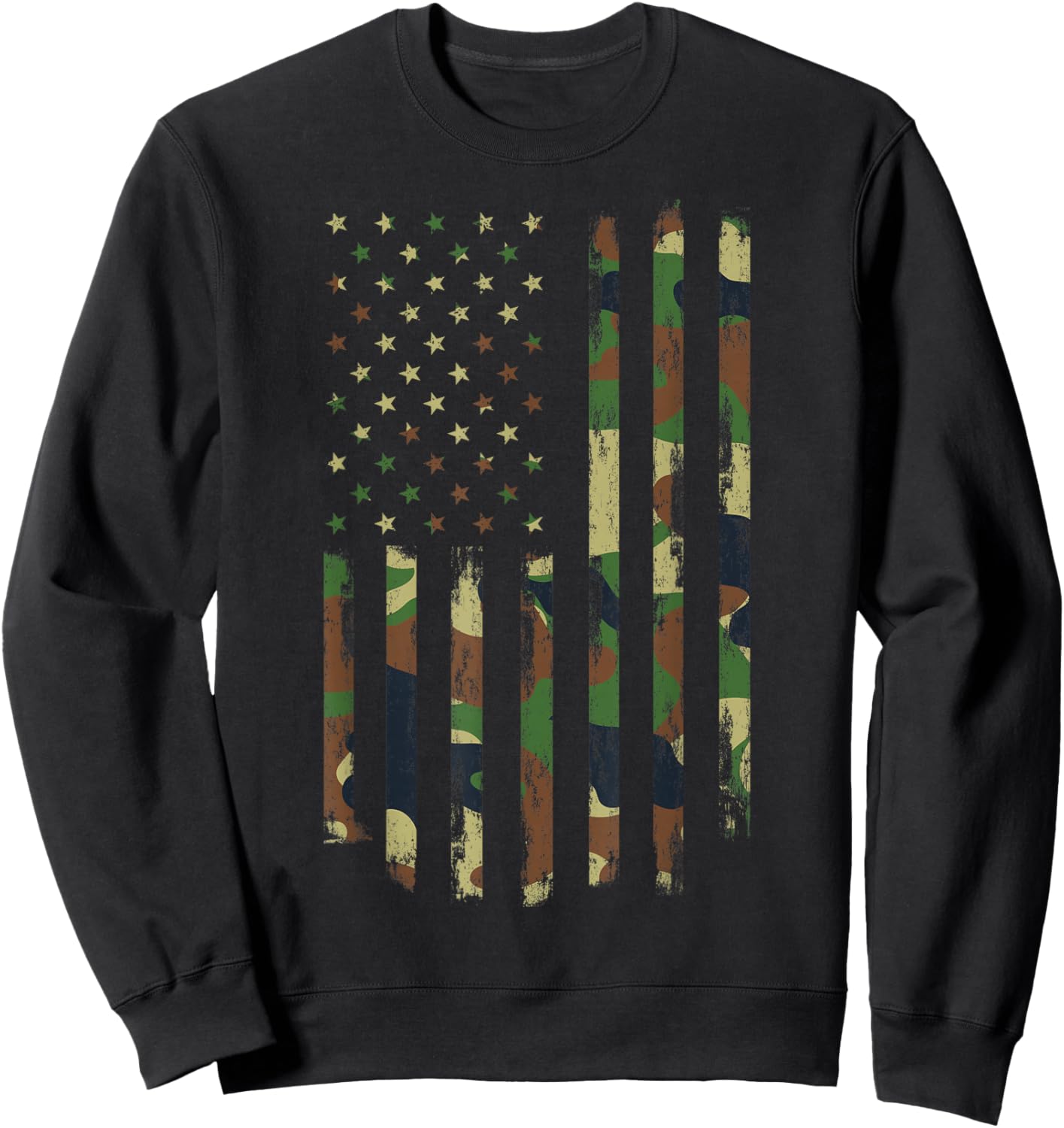 Camo American Flag USA Kids Camouflage Camo American Flag Sweatshirt - Sweatshirt | Black