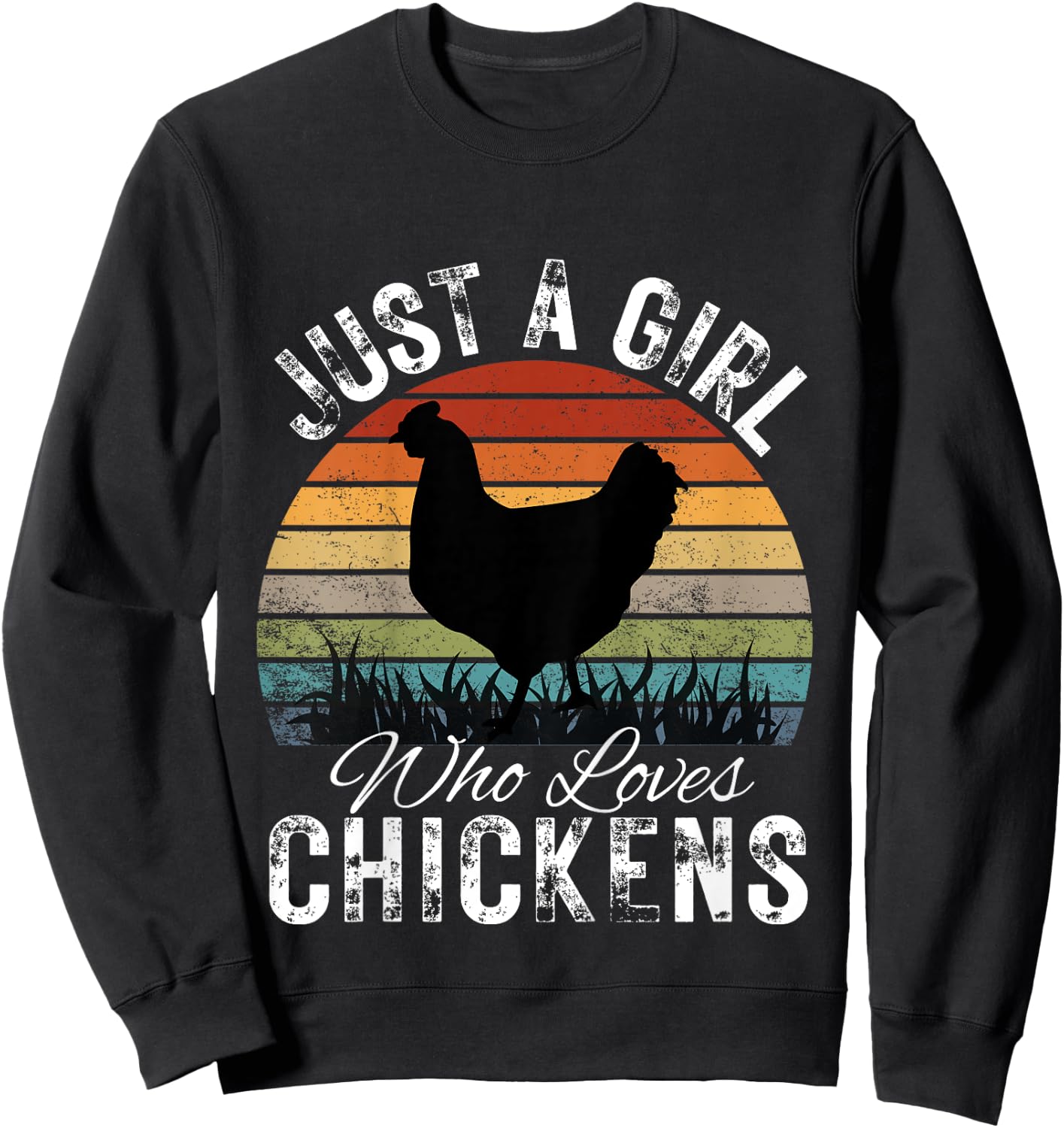 Kids Just A Girl Who Loves Chickens Funny Cute chicken Lover Sweatshirt - Sweatshirt | Black