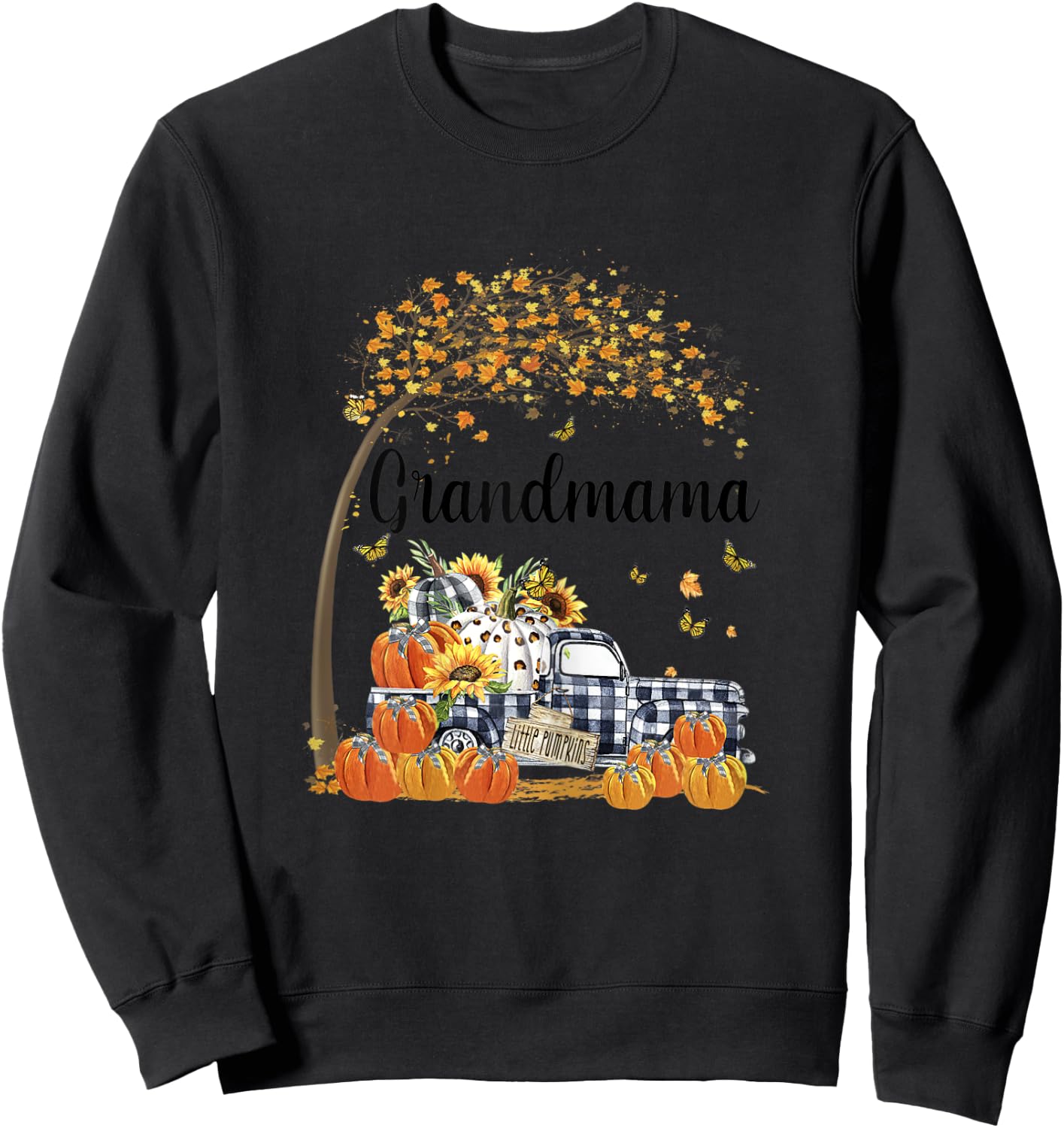 Grandmama's Little Pumpkins Halloween Fall Sweatshirt - Sweatshirt | Black