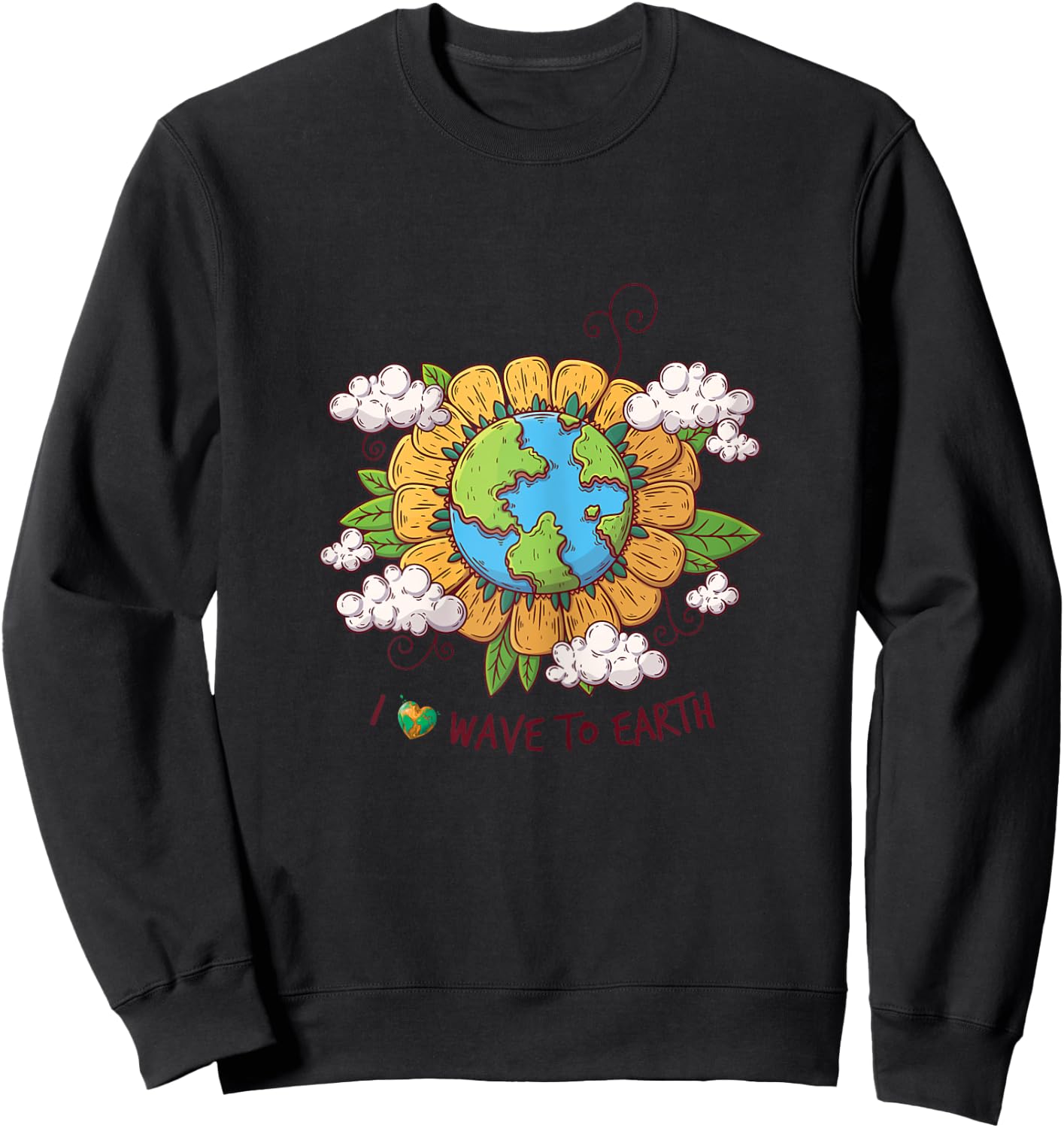 Artistic I Love Wave to Earth Sweatshirt - Sweatshirt | Black