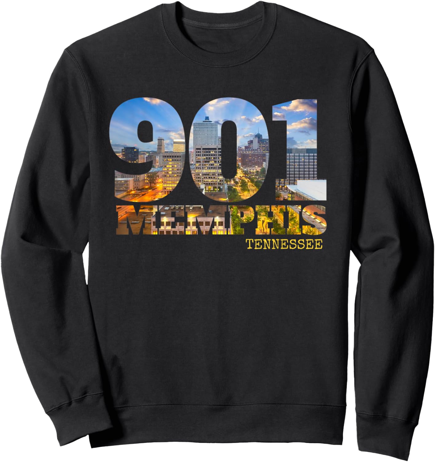 Area Code 901 Memphis Tennessee Skyline Art Tennesseean Town Sweatshirt - Sweatshirt | Black