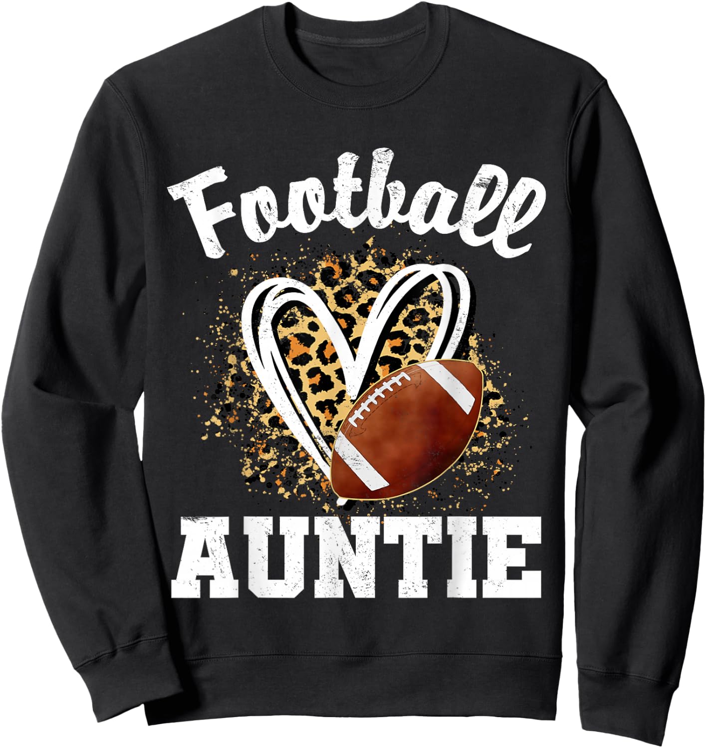 Football Auntie Leopard Heart Sweatshirt - Sweatshirt | Black
