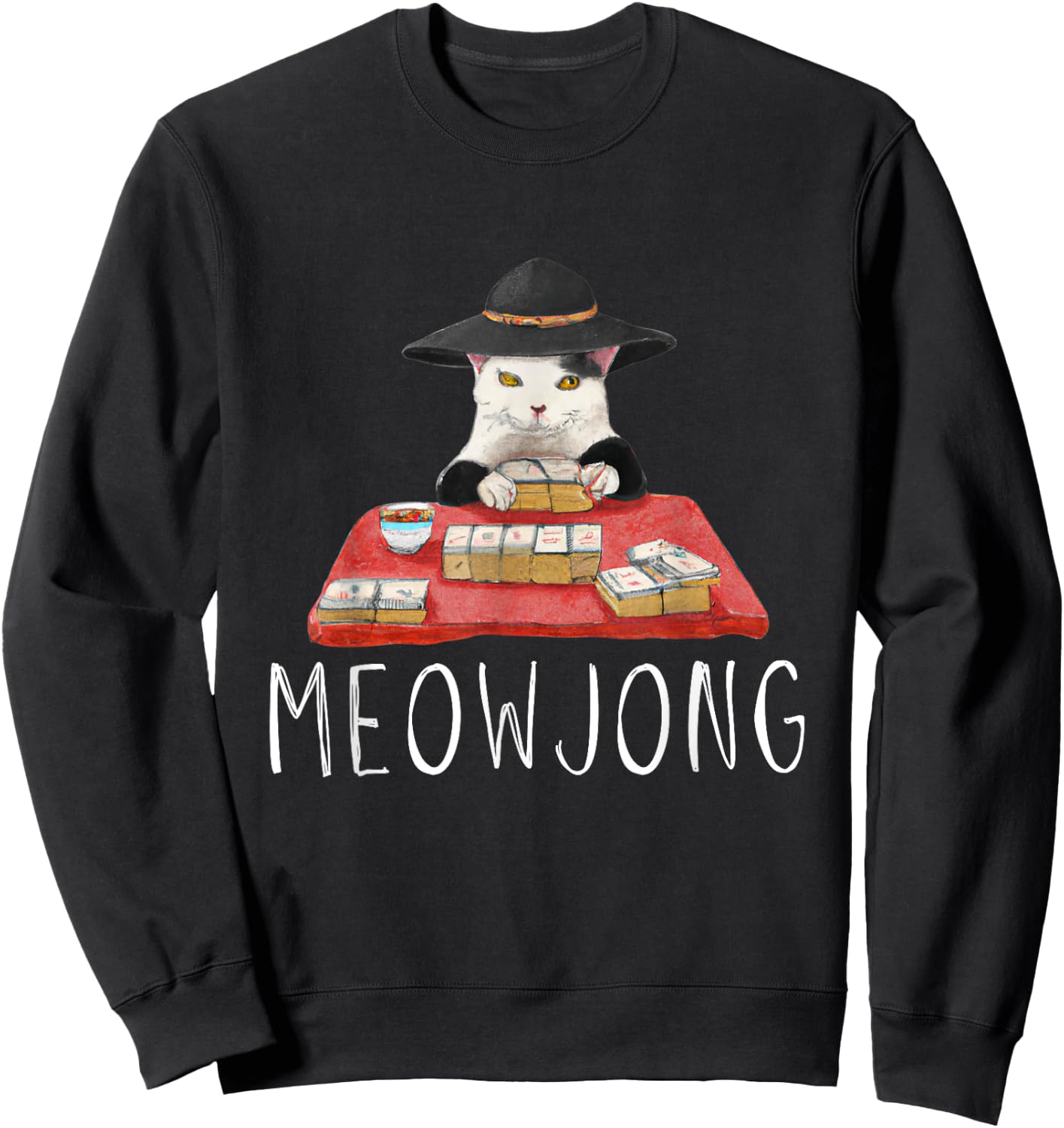 Cats Playing Mahjong Sweatshirt - Sweatshirt | Black