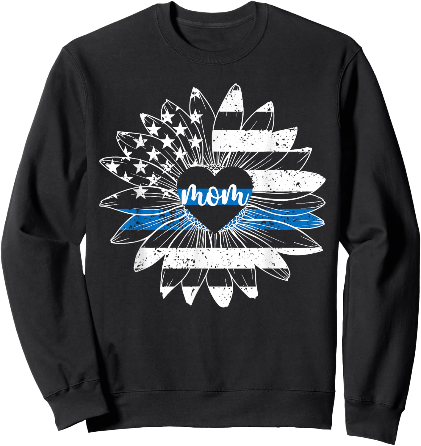 Police Mom Flower Mom Of A Police Officer Mother Sweatshirt - Sweatshirt | Black
