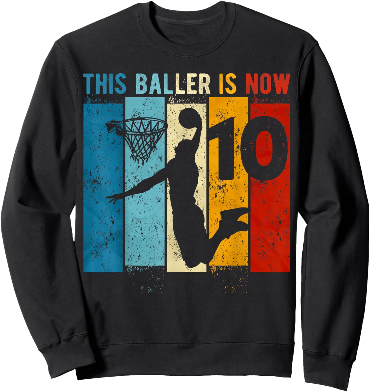 10 Year Old Basketball 10th Birthday Boy Sweatshirt - Sweatshirt | Black
