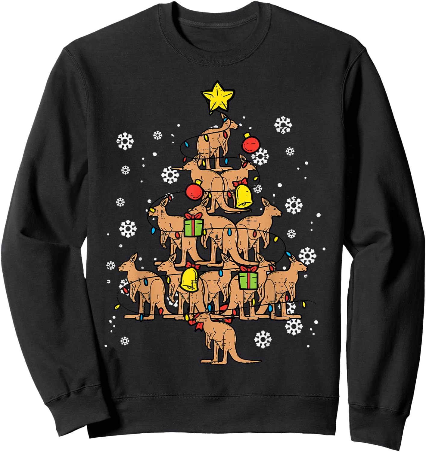 Kangaroo Christmas Tree Xmas Australian Summer Men Women Sweatshirt - Sweatshirt | Black