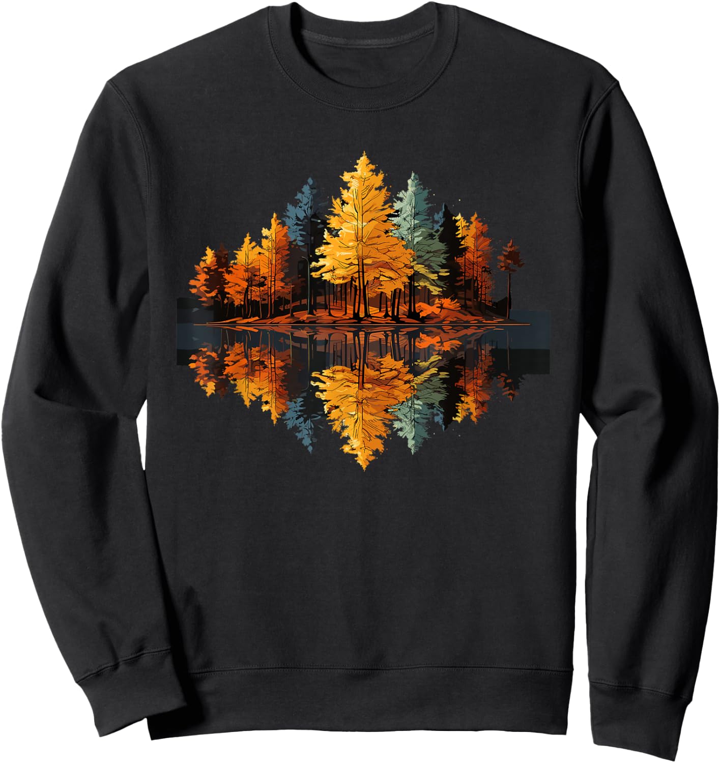 Nature Reflection Forest Trees Outdoor Wildlife Sweatshirt - Sweatshirt | Black