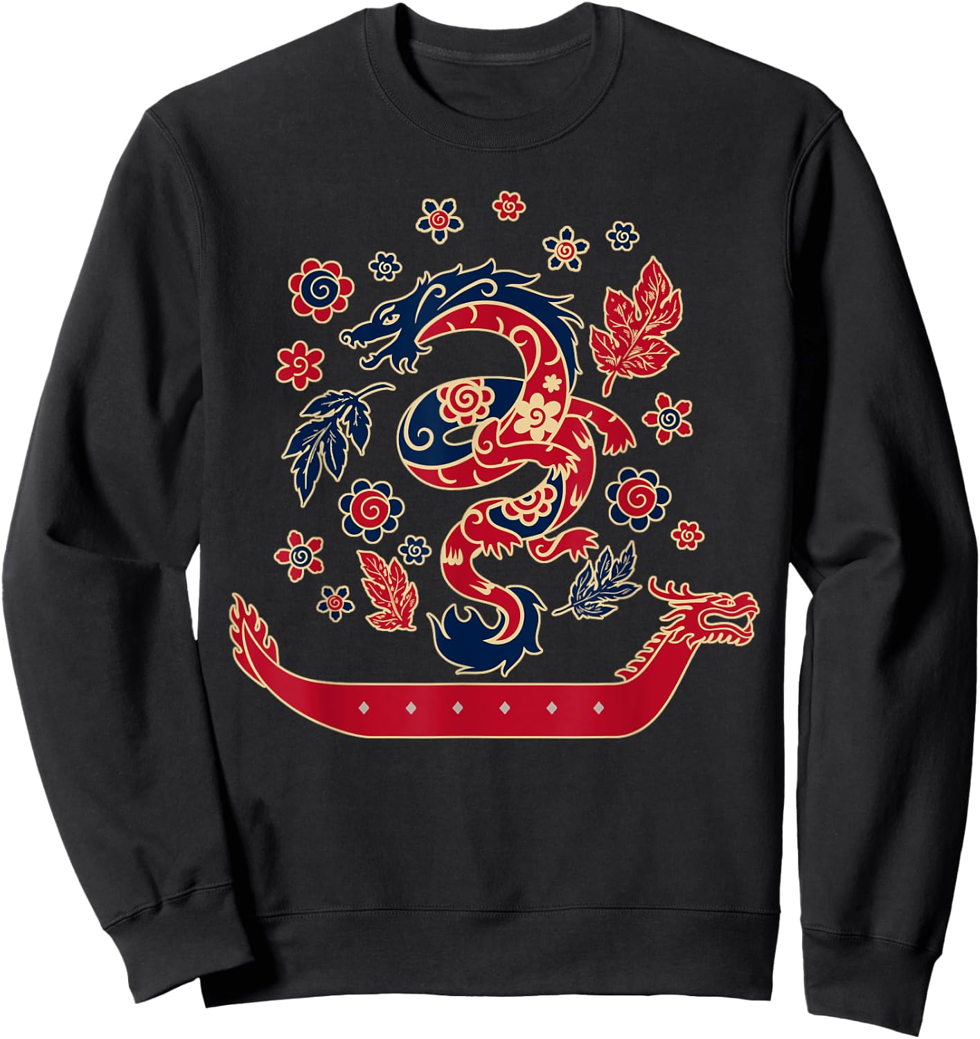 Dragon Boat Racing Retro Look Sweatshirt - Sweatshirt | Black