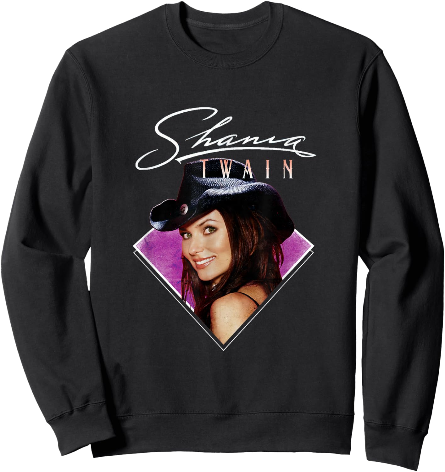 Official Shania Twain Purple Photo White Text Sweatshirt - Sweatshirt | Black
