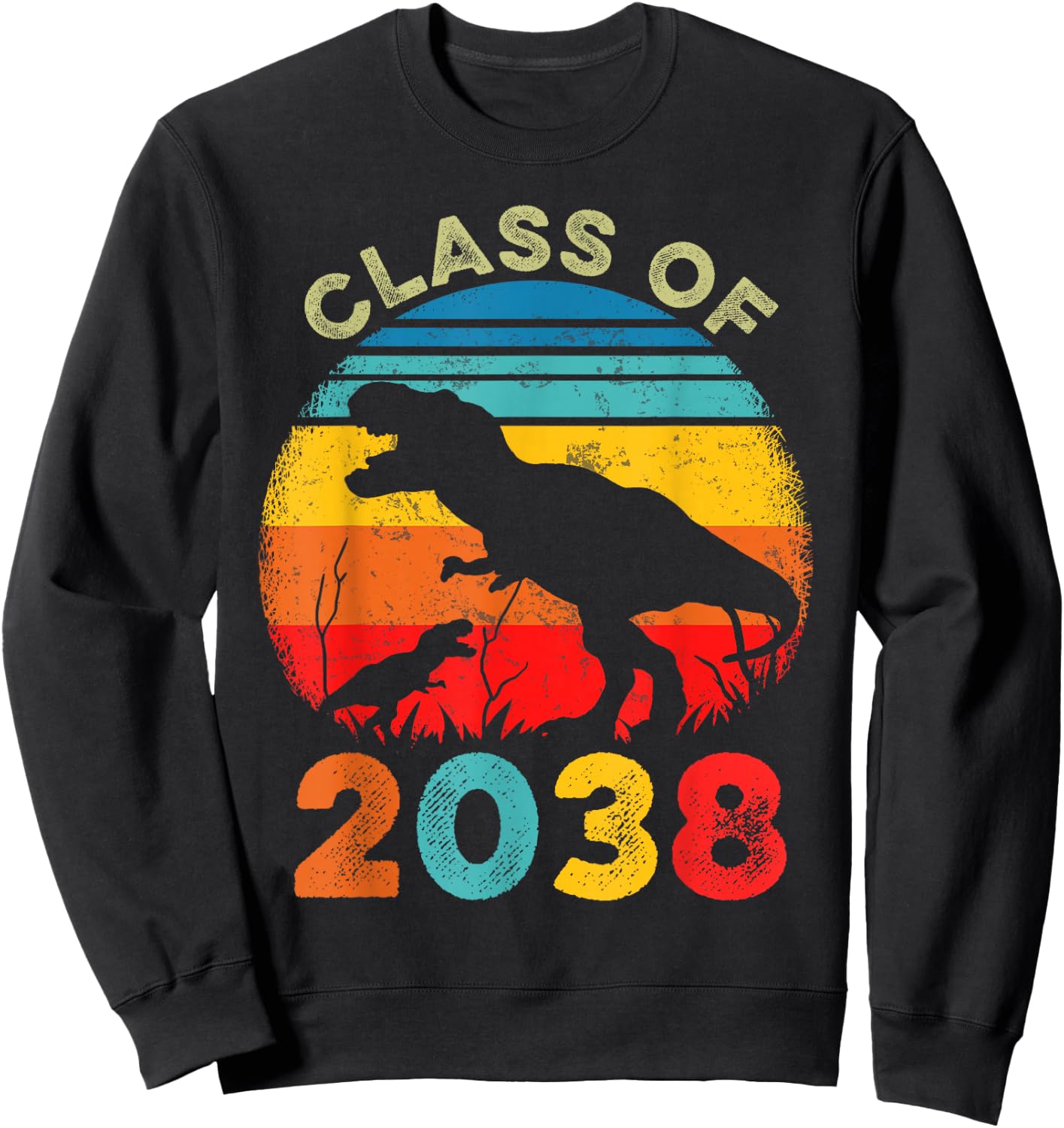 Class Of 2038 Kindergarten Preschool Graduation T Rex Sweatshirt - Sweatshirt | Black