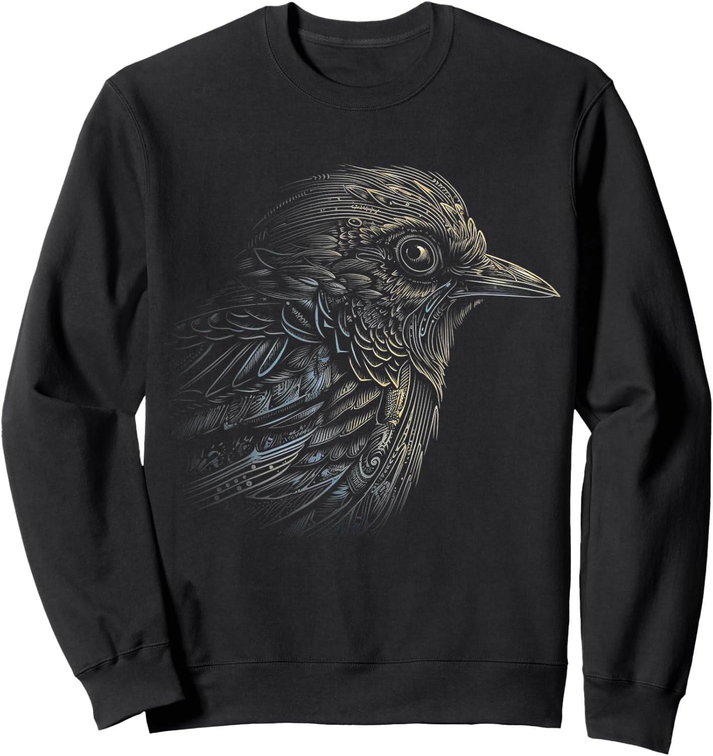 Bird Portrait Artwork | Animal Motif Bird Sweatshirt - Sweatshirt | Black