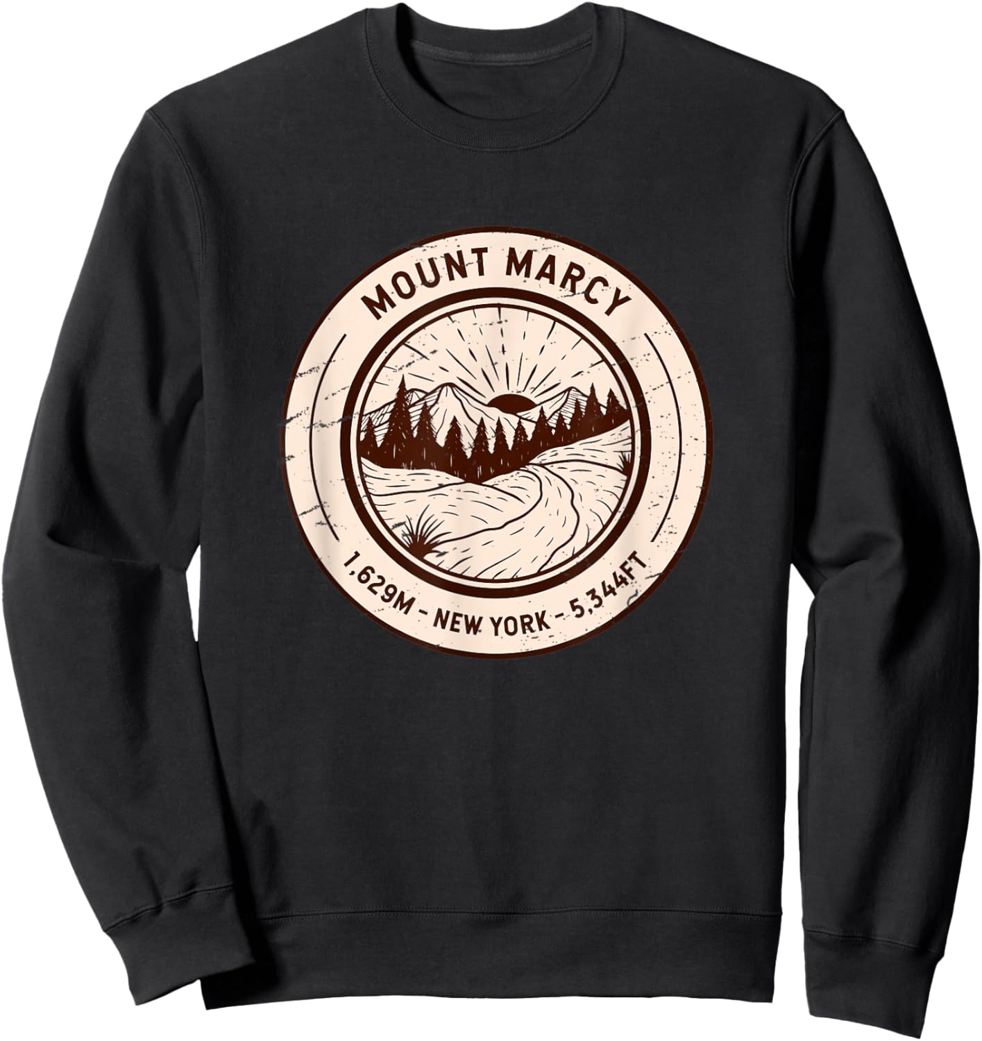 Mount Marcy New York Hiking Skiing Vintage Sweatshirt - Sweatshirt | Black