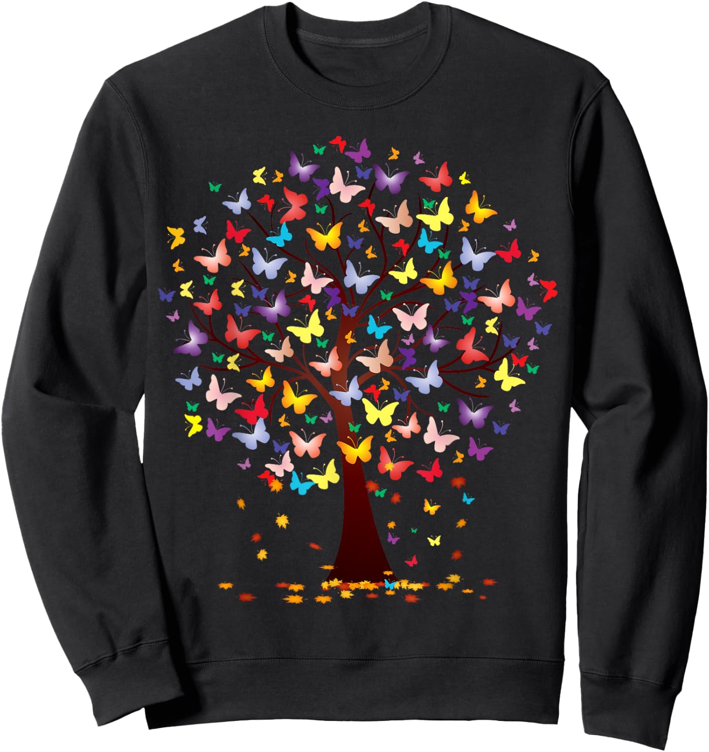 Butterfly Tree Beautiful Autumn Thanksgiving Gifts Sweatshirt - Sweatshirt | Black