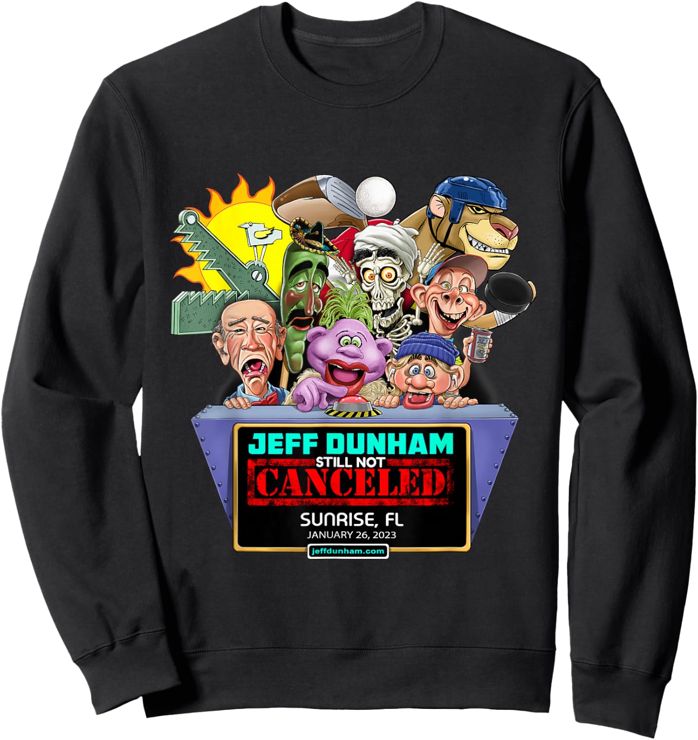 Jeff Dunham Sunrise, FL (2023) Sweatshirt - Sweatshirt | Black
