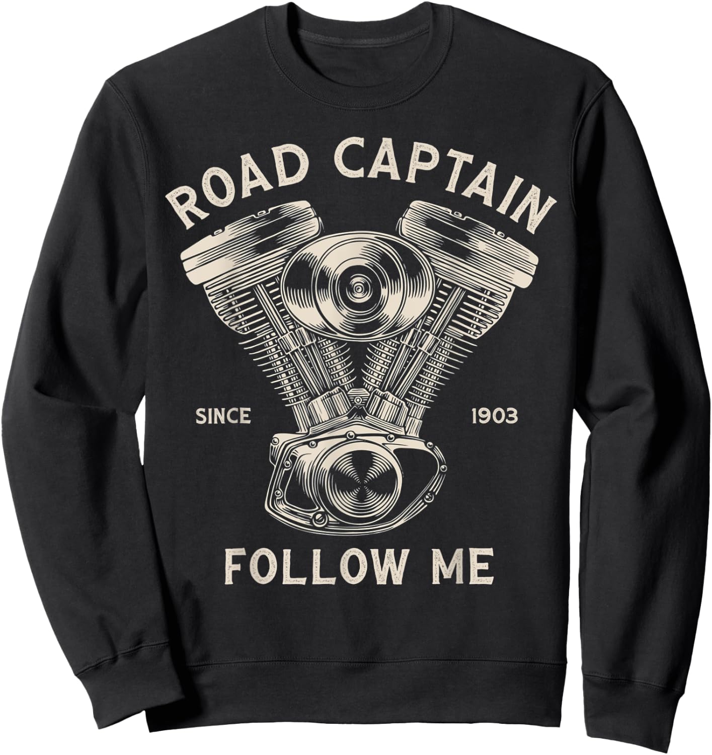 Road Captain Follow Me Motorcycle Club Leader Front Print Sweatshirt - Sweatshirt | Black