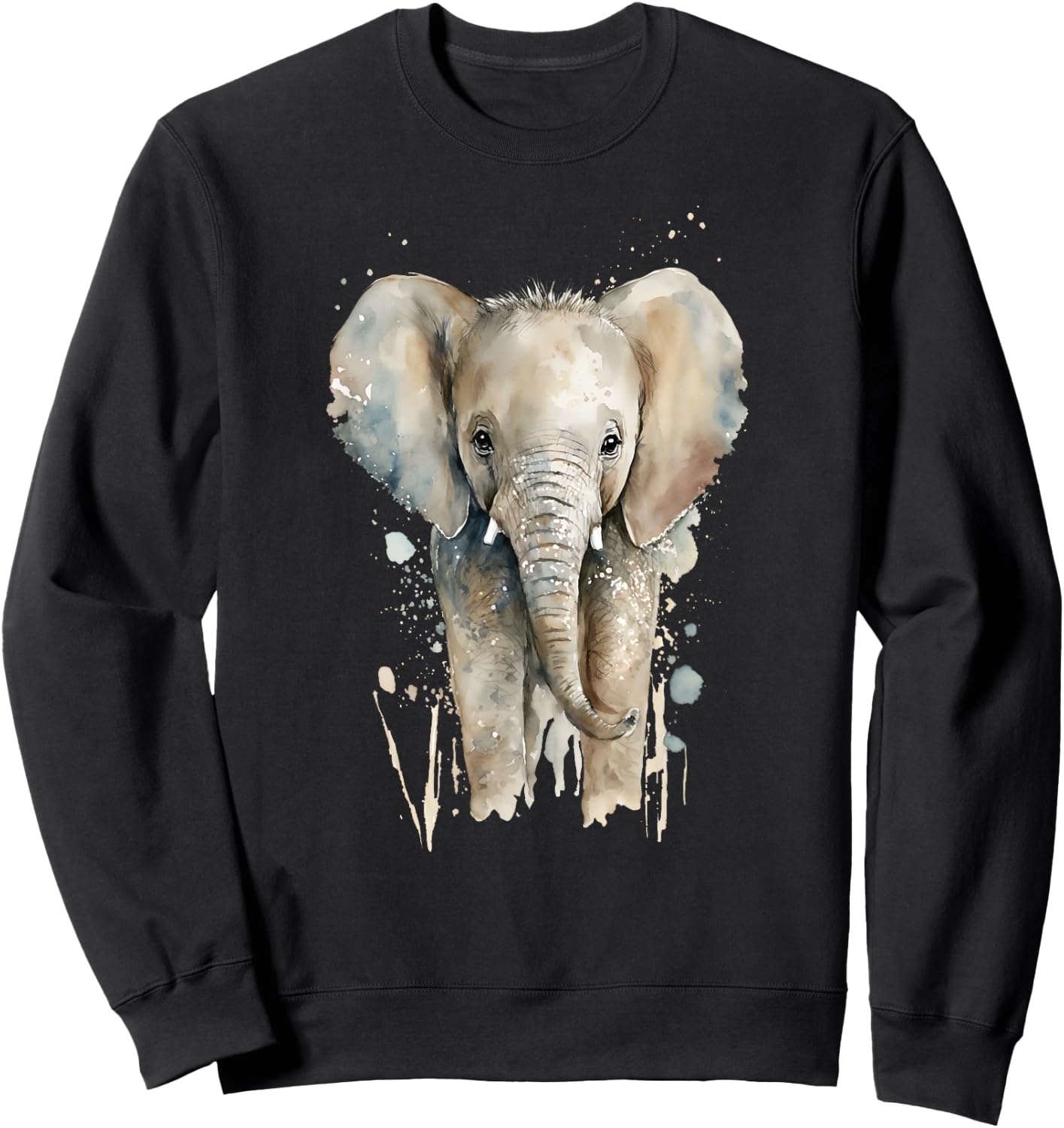 Elephant Watercolor Sweatshirt - Sweatshirt | Black