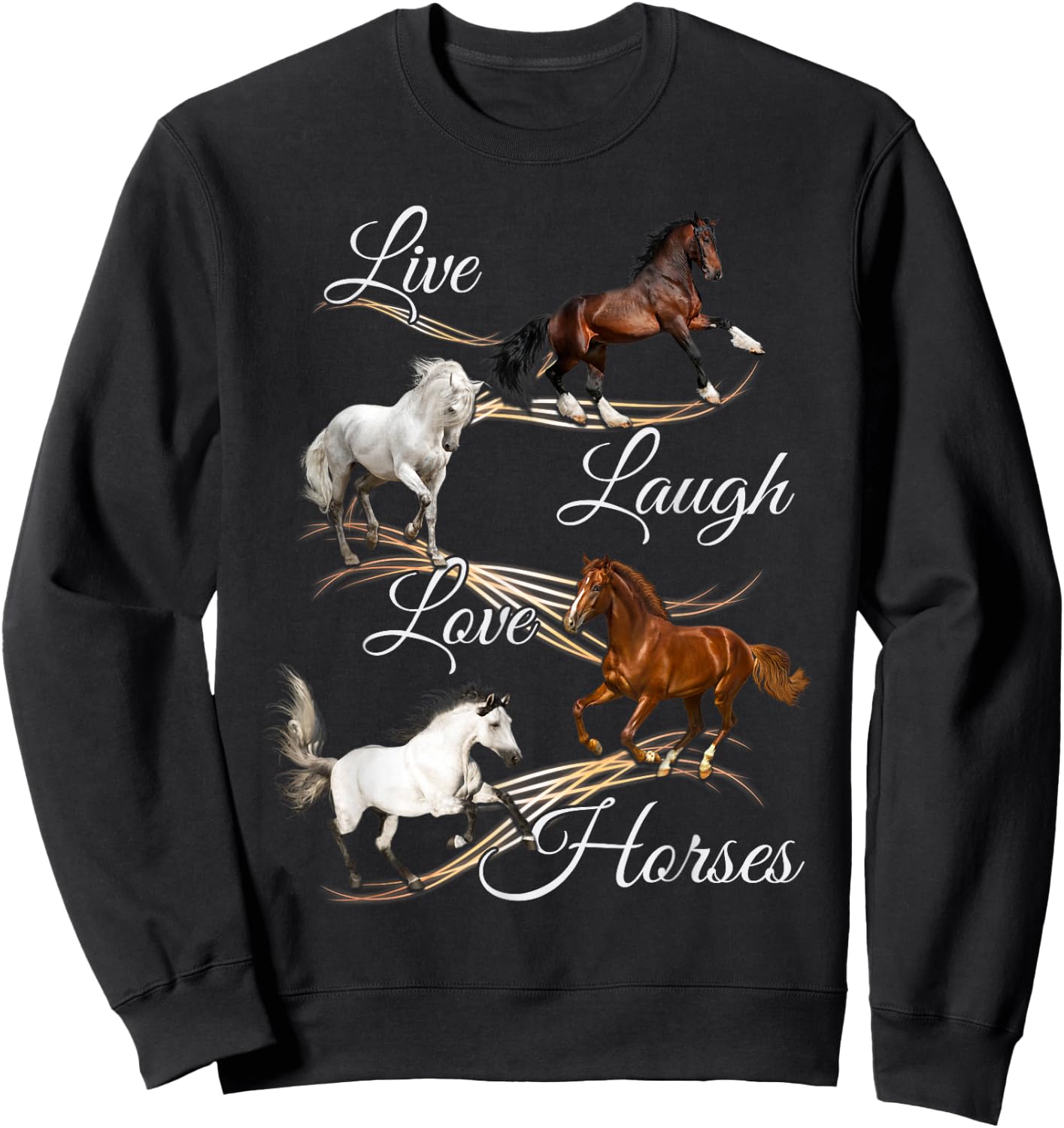 Live Laugh Love Horses Sweatshirt - Sweatshirt | Black