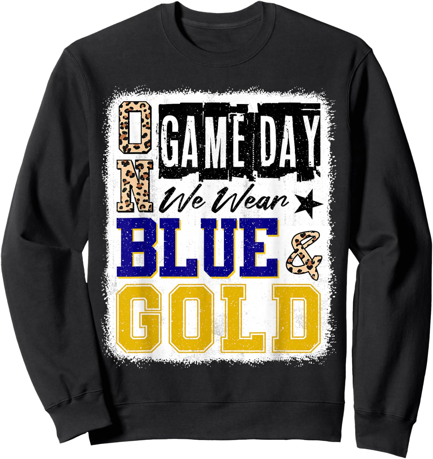 On Gameday Football We Wear Blue And Gold School Spirit Sweatshirt - Sweatshirt | Black