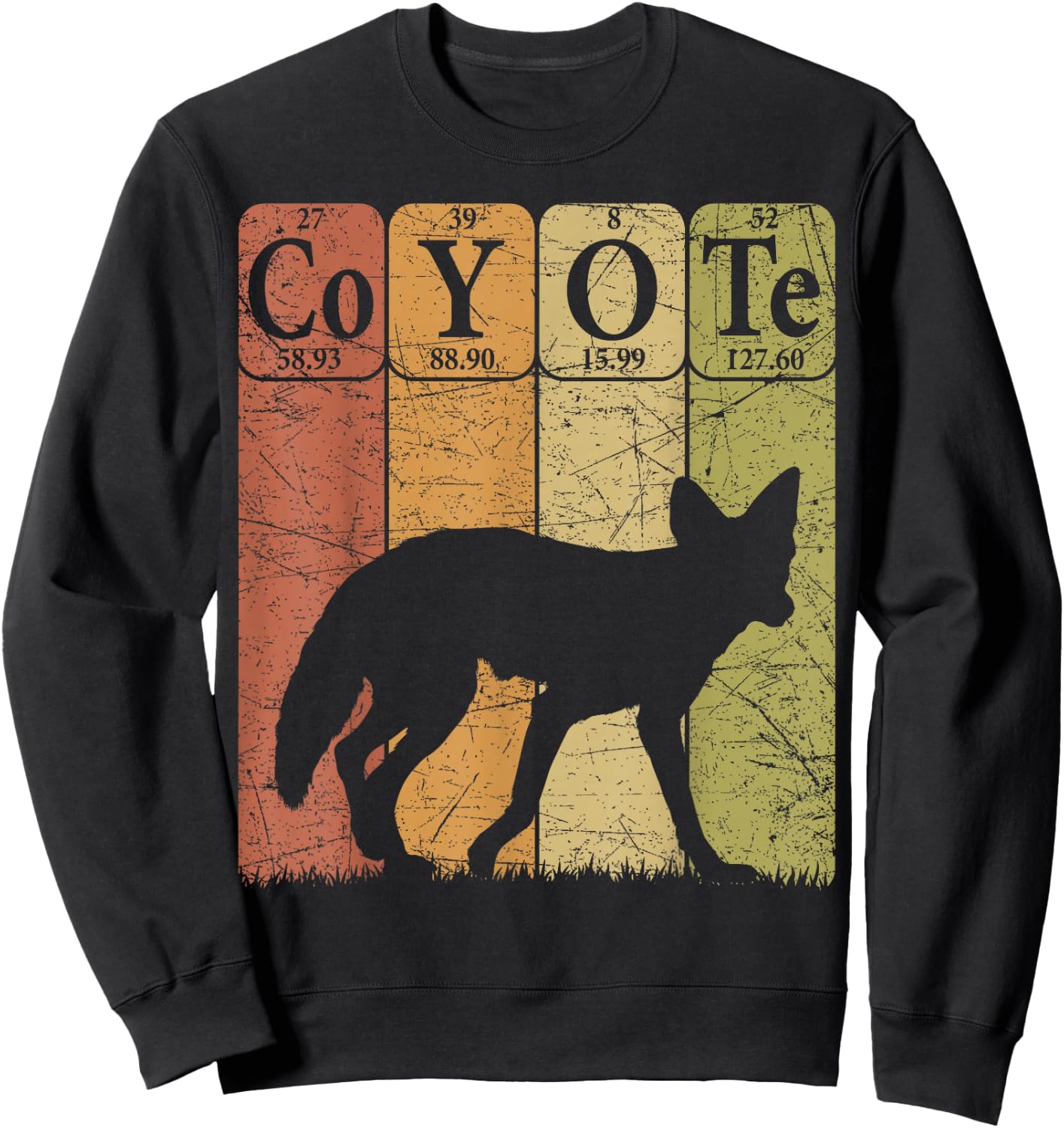 Coyote Periodic Table Elements Wild Animal Coyote Vintage Sweatshirt - Sweatshirt | Black