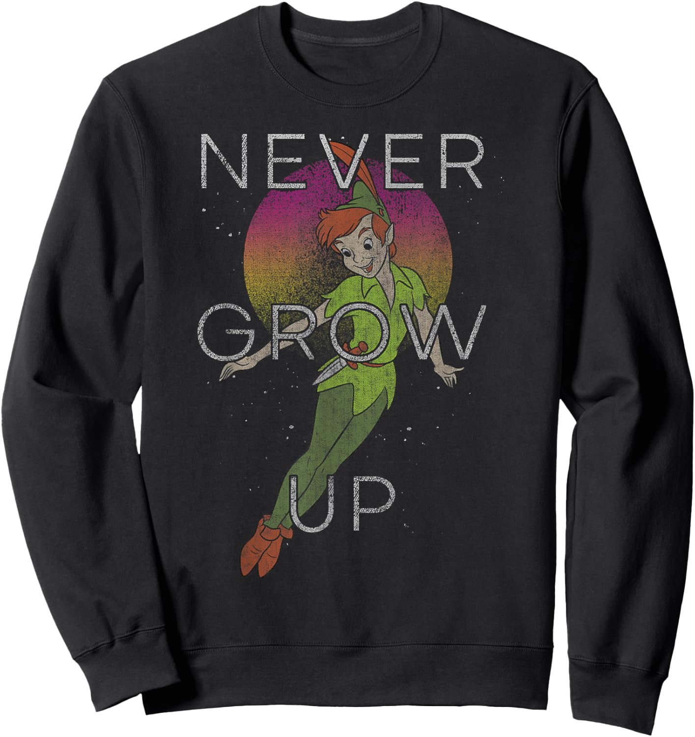 Disney Peter Pan Never Grow Up Peter Pan Vintage Quote Sweatshirt - Sweatshirt | Black