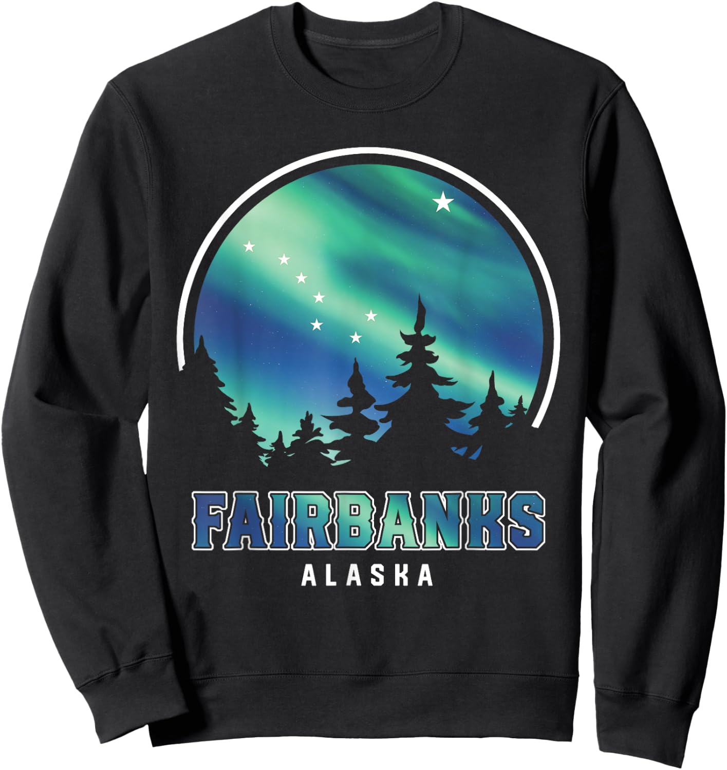 Northern Lights Viewing Vacation Fairbanks Alaska Sweatshirt - Sweatshirt | Black