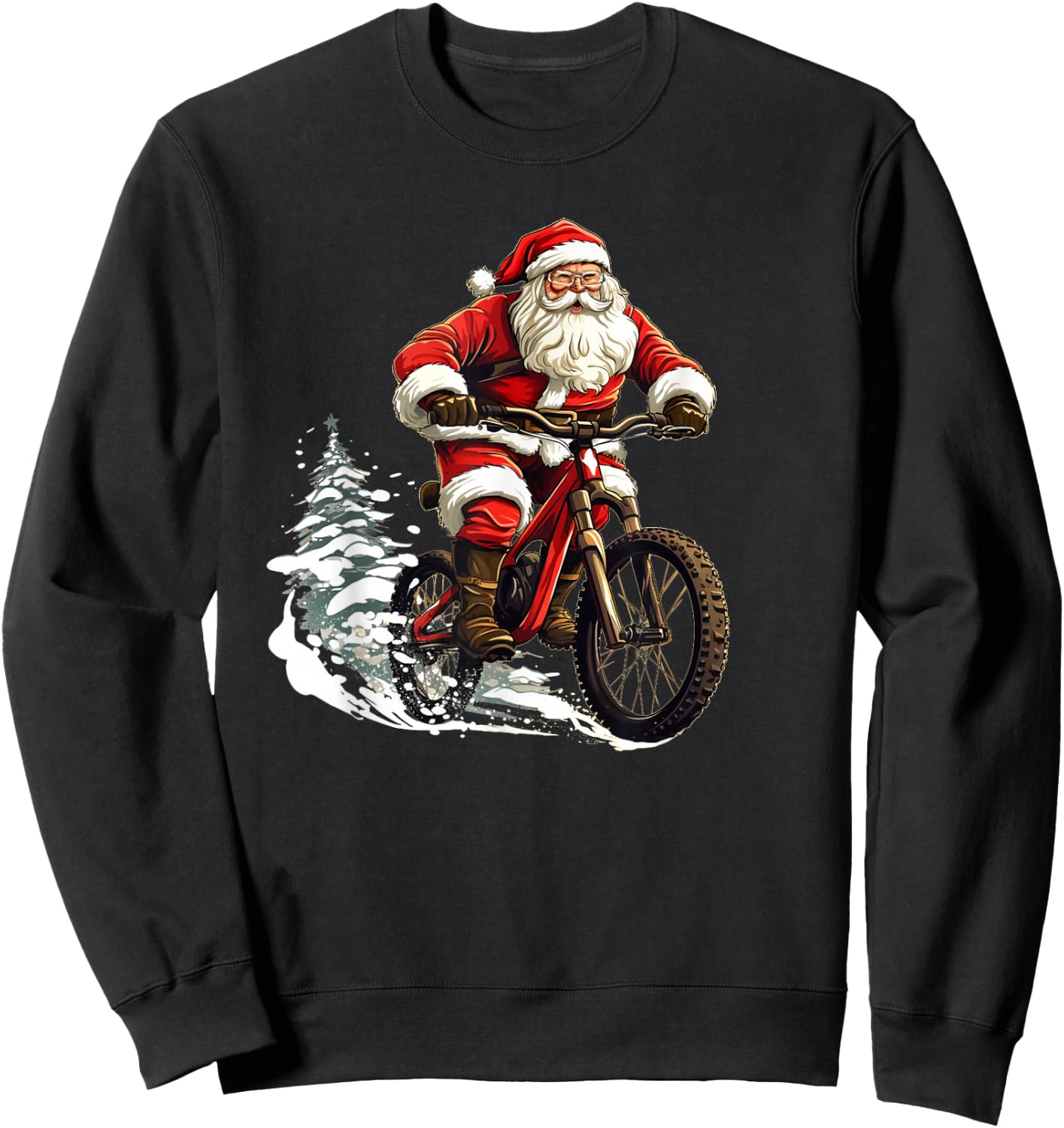 Funny Bike Stunts with Santa Claus for Boys and Girls Sweatshirt - Sweatshirt | Black