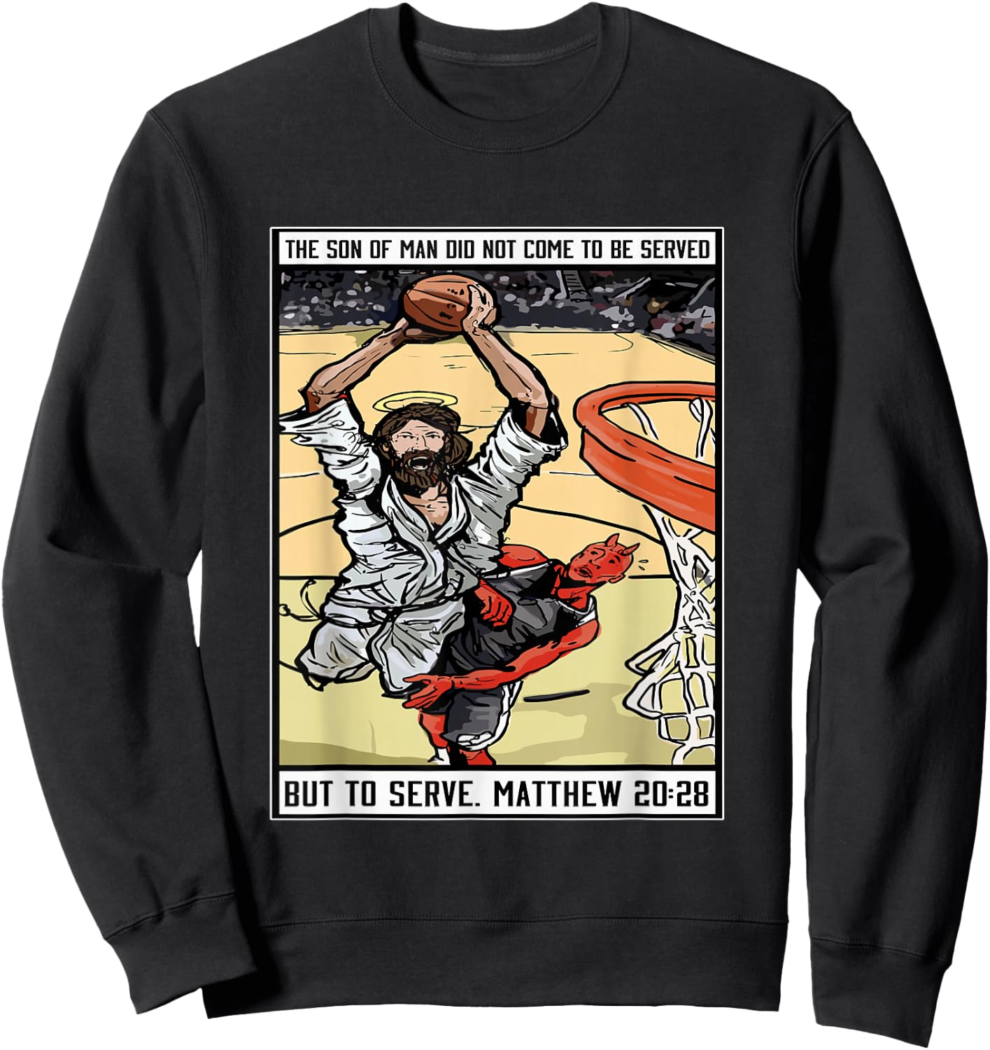 Funny Jesus Christian Playing Basketball Gift Boy Sweatshirt - Sweatshirt | Black