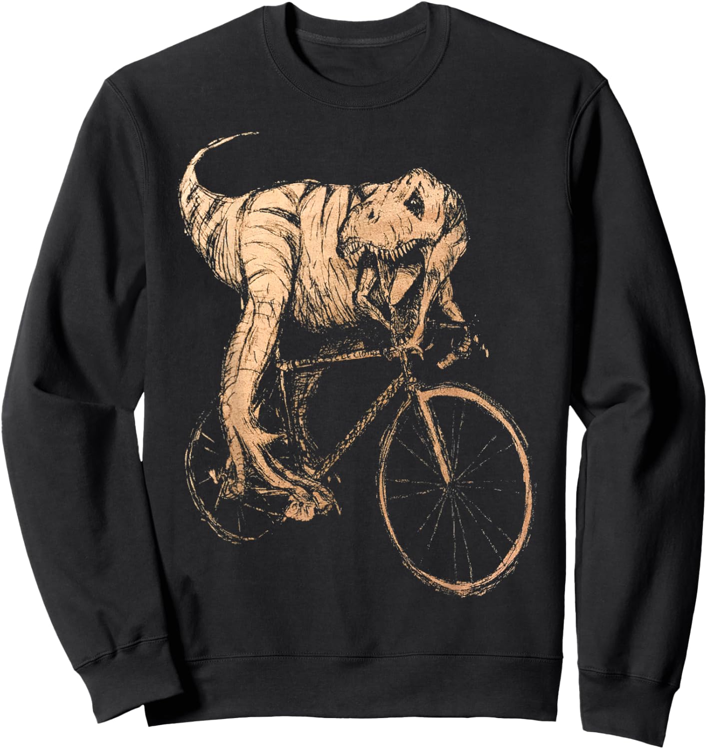 Tyrannosaurus T-Rex Riding A Bicycle Dinosaur Lovers Sweatshirt - Sweatshirt | Black
