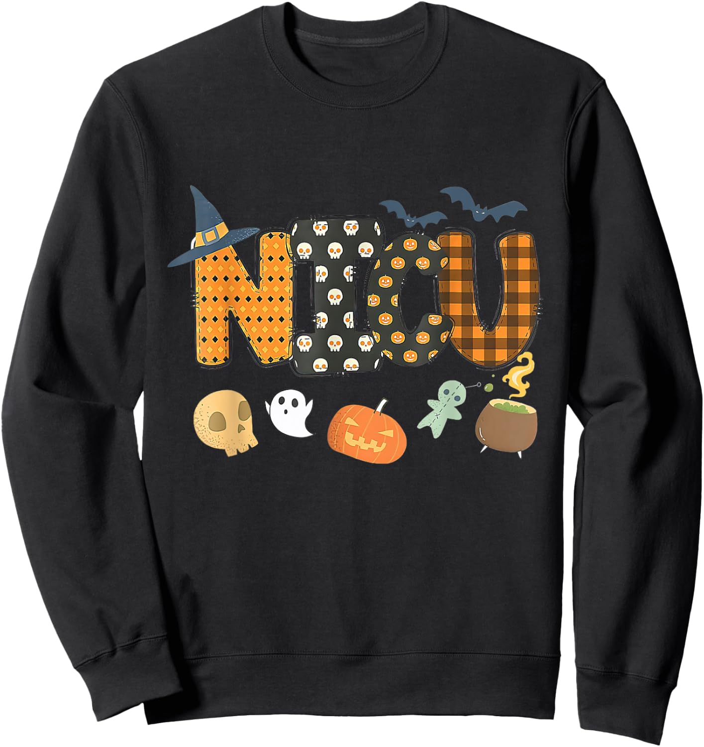 Halloween NICU crew nurse NICU Nurse staff group Neonat Sweatshirt - Sweatshirt | Black