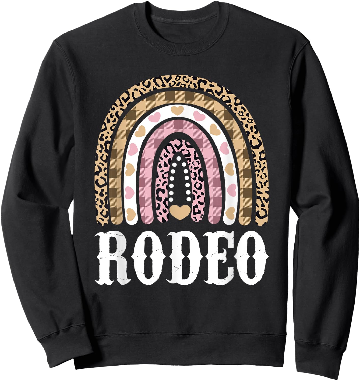 Cowgirl Outfit Women Cowboy Rainbow Leopard Western Rodeo Sweatshirt - Sweatshirt | Black