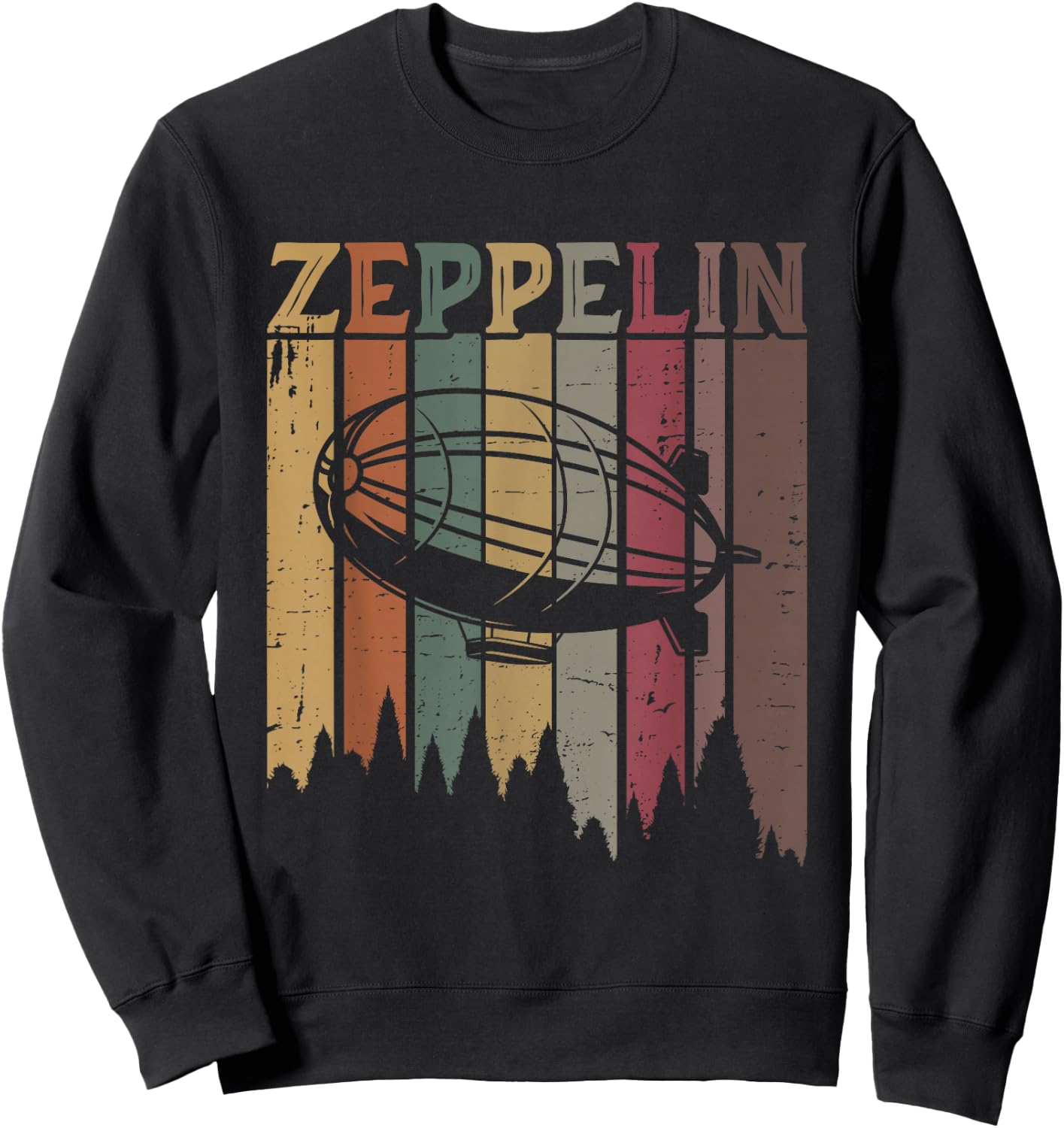Retro Zeppelin 70s 80s Dirigible Airship Zepelin Zepplin Sweatshirt - Sweatshirt | Black