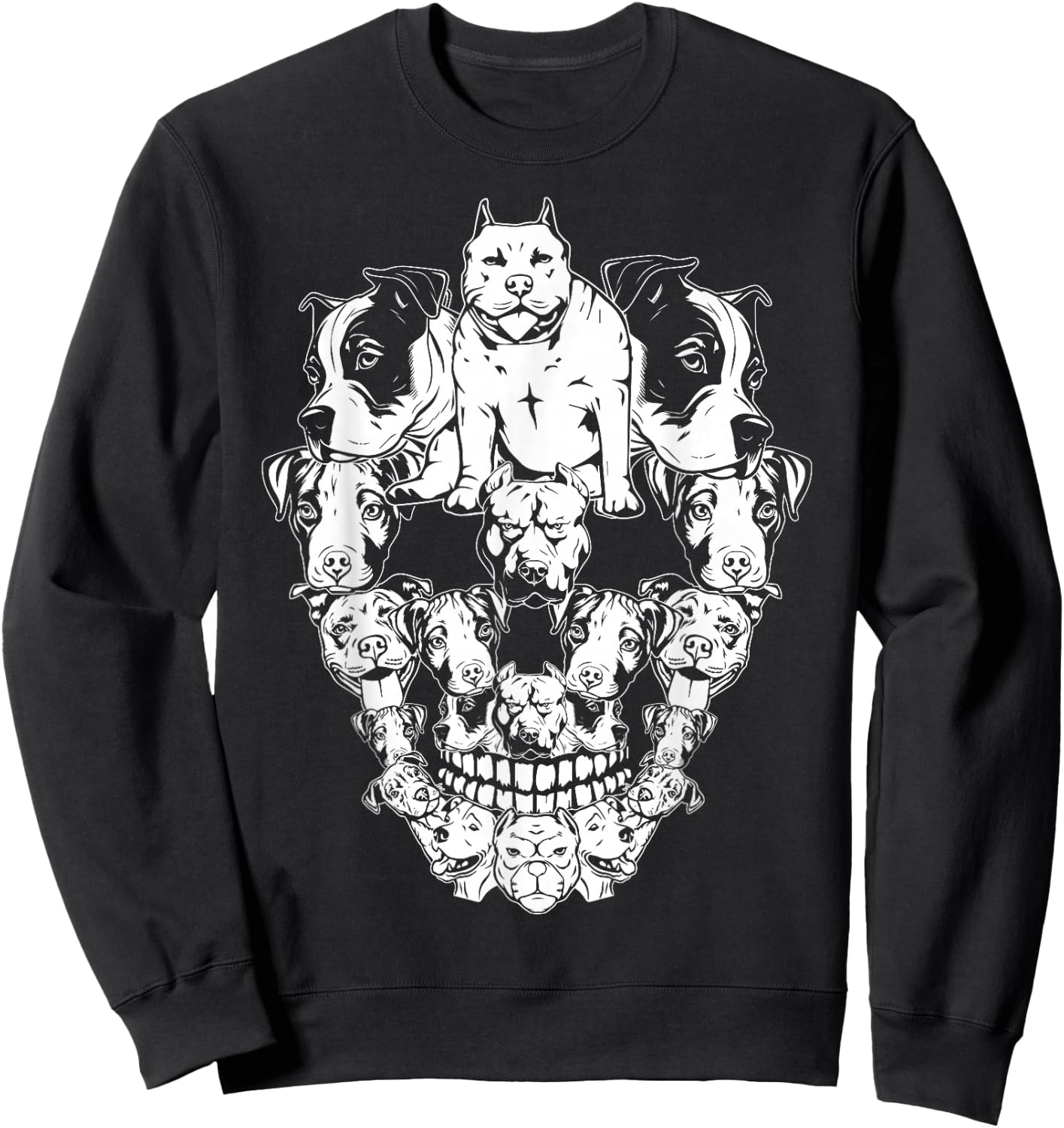 Halloween Pitbull Skull Skeleton Pitbull Dog Costume Spooky Women Kids Sweatshirt - Sweatshirt | Black