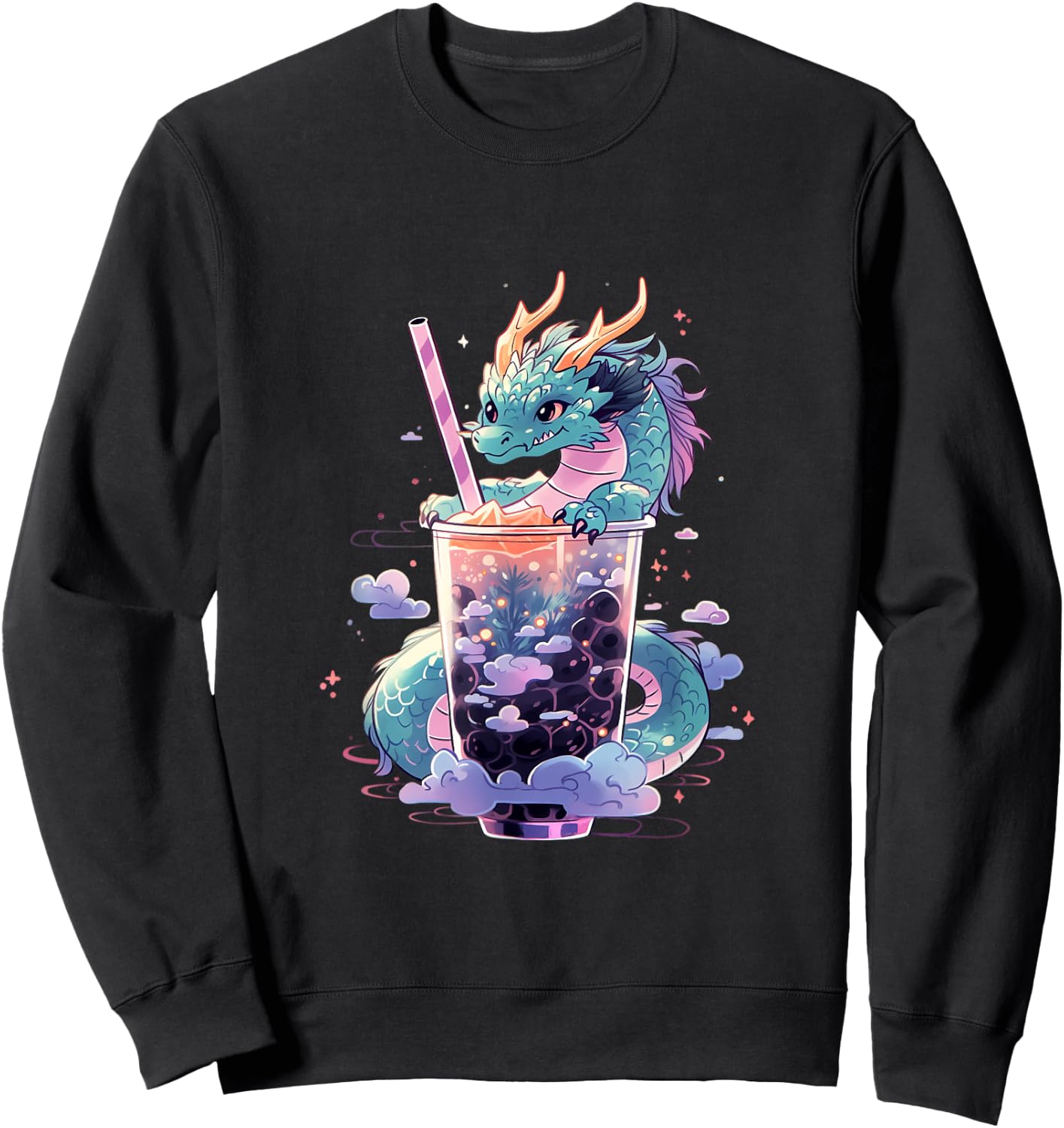Dragon Boba Tea Bubble Tea Anime Kawaii Sweatshirt - Sweatshirt | Black