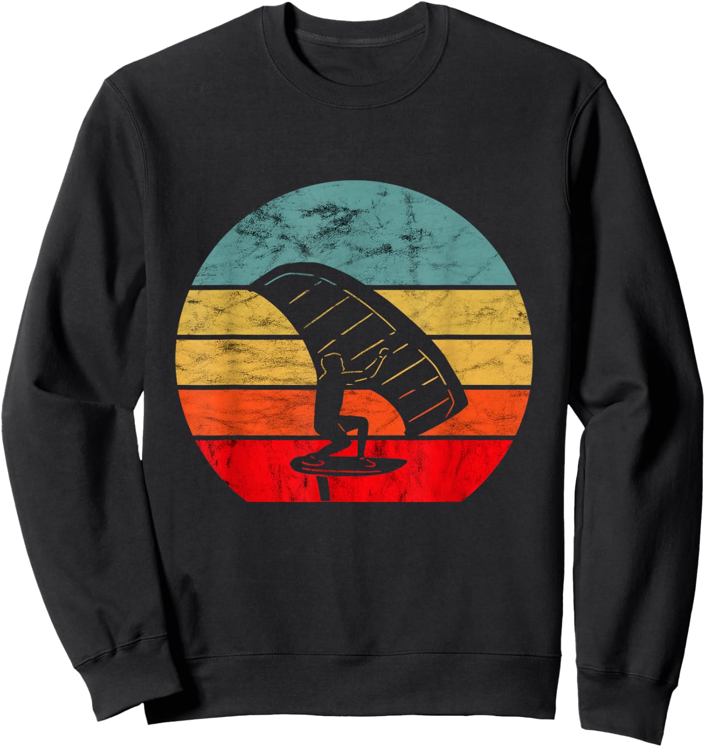 Foil Vintage Retro Foiler Electric Hydrofoil Surfboard Sweatshirt - Sweatshirt | Black
