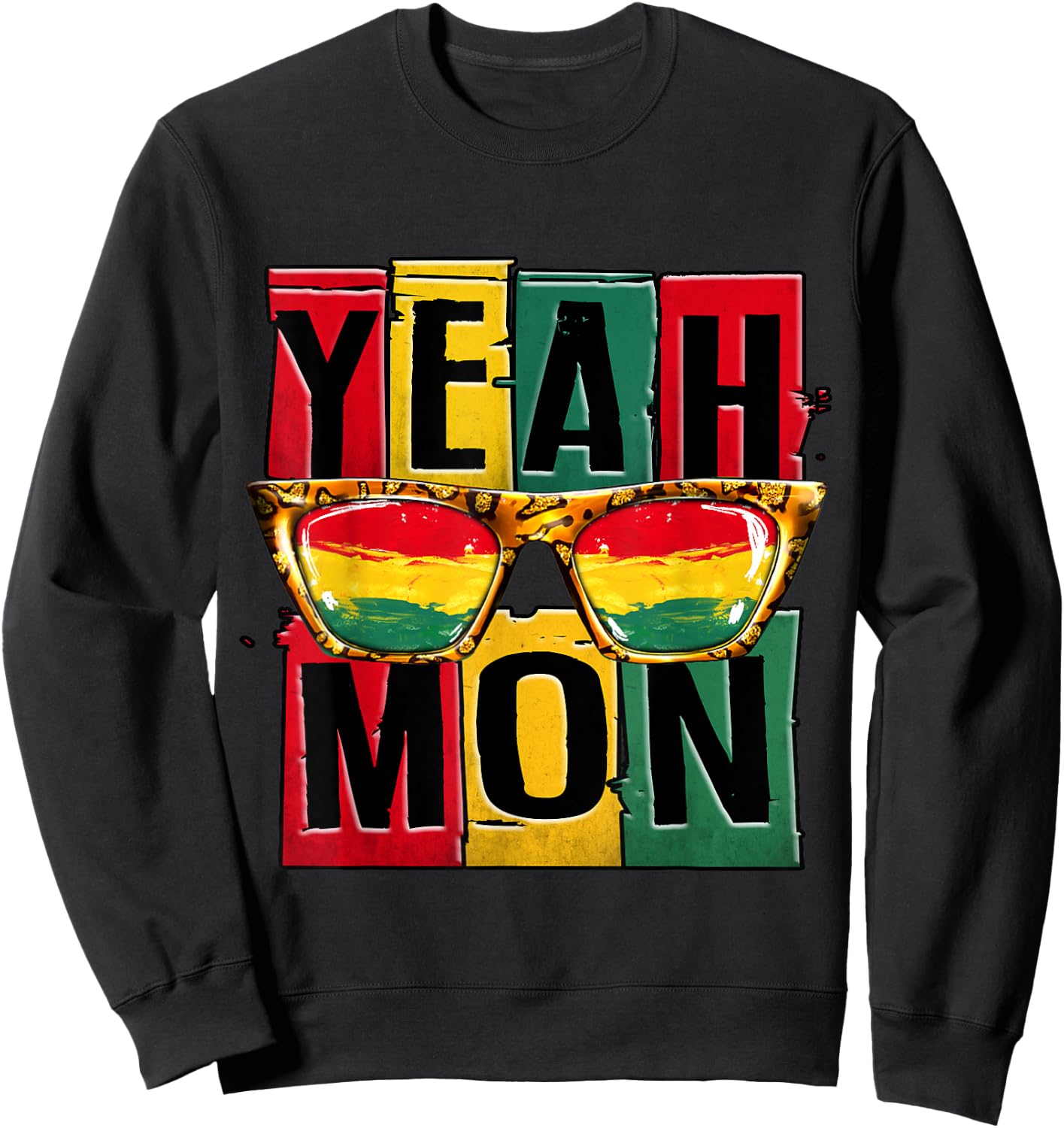 Yeah Mon Funny Jamaican Pride Jamaica Vacation Reggae Sweatshirt - Sweatshirt | Black