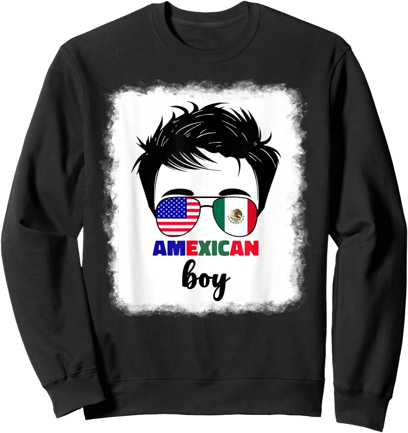 Half Mexican And American Mexico America Usa Flag Kids Boys Sweatshirt - Sweatshirt | Black