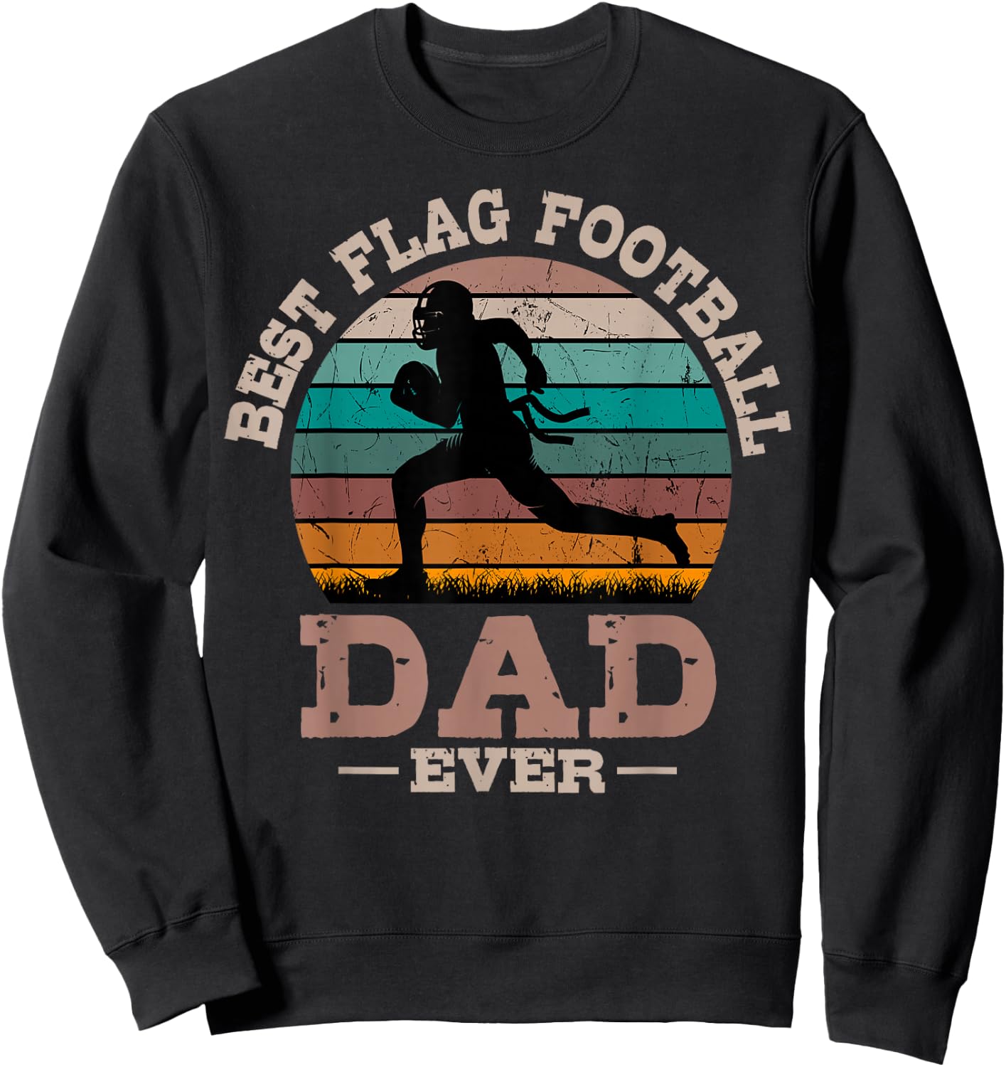 Flag Football Dad Retro Vintage Sport Ball Father's Day Sweatshirt - Sweatshirt | Black