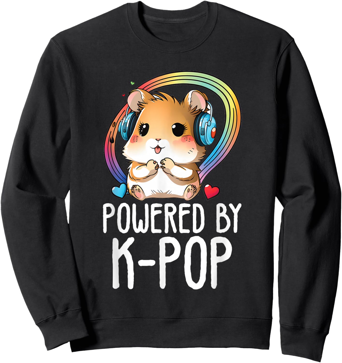 Powered By Kpop Hamster Merch K-pop Merchandise Fangirls Sweatshirt - Sweatshirt | Black
