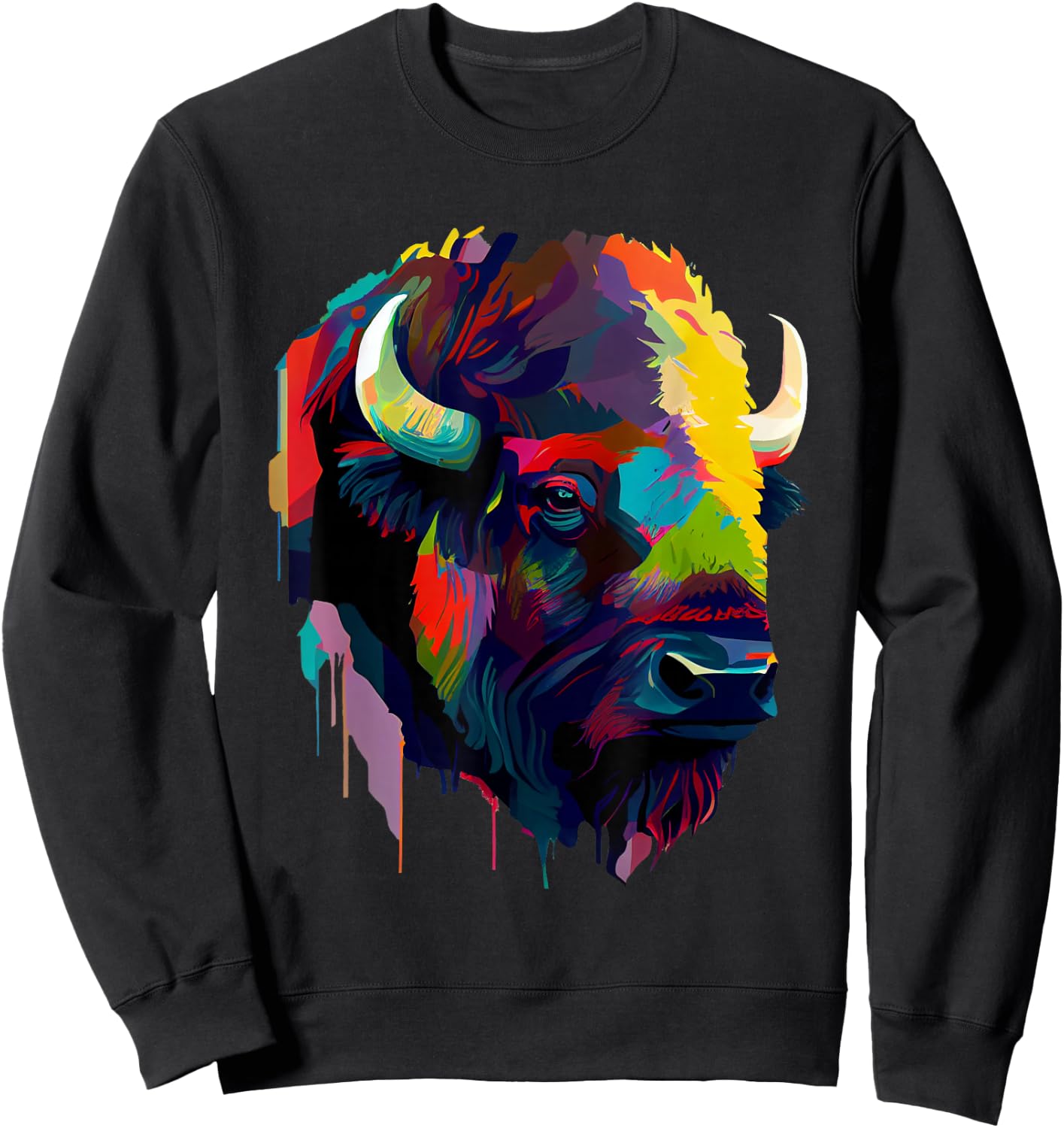 American Bison Lover Colorful Pop Art American Buffalo Bison Sweatshirt - Sweatshirt | Black