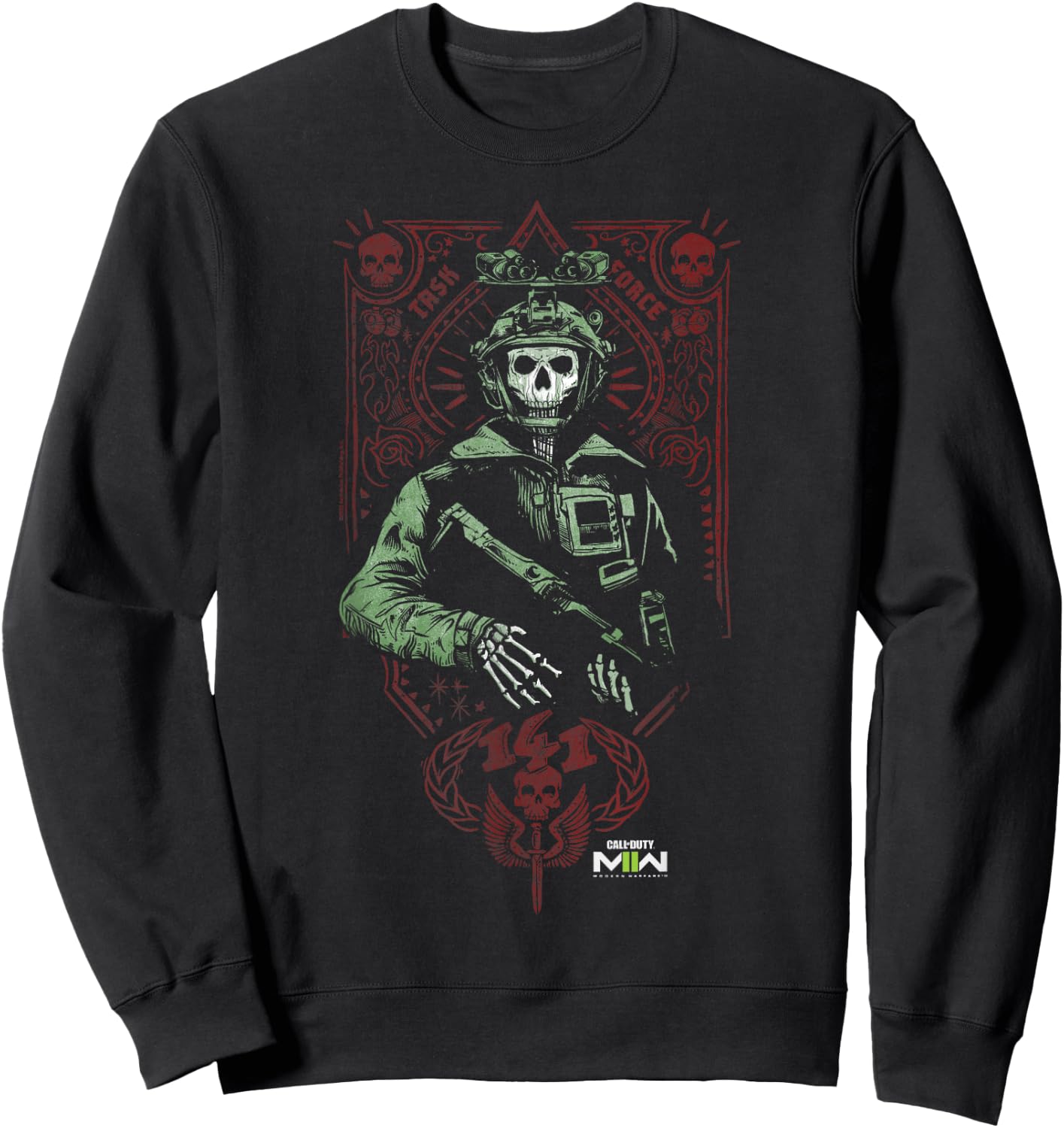 Call of Duty: Modern Warfare 2 Ghost Playing Card Portrait Sweatshirt - Sweatshirt | Black