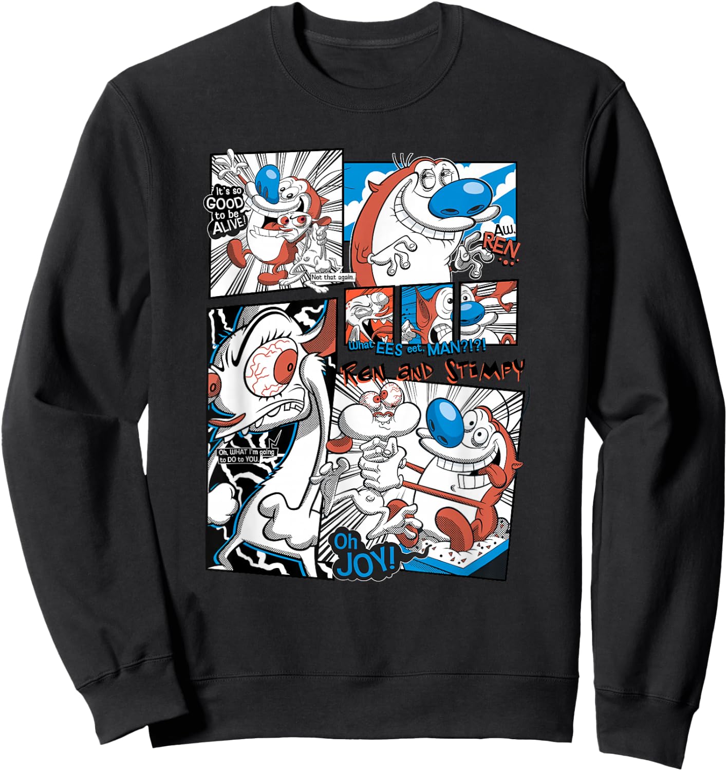 Ren and Stimpy It's So Good To Be Alive Panel Classic Comic Sweatshirt - Sweatshirt | Black