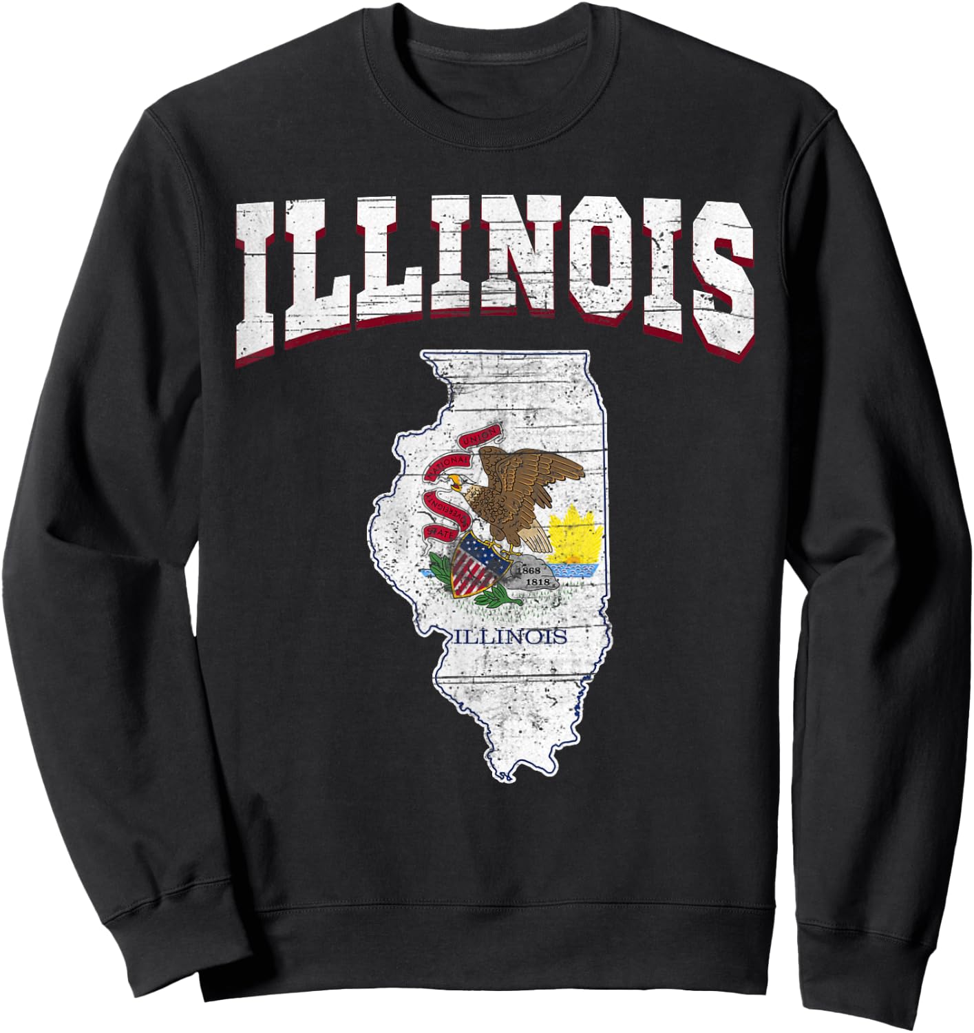 US Citizen Proud America State Flag Land Map Illinois Sweatshirt - Sweatshirt | Black