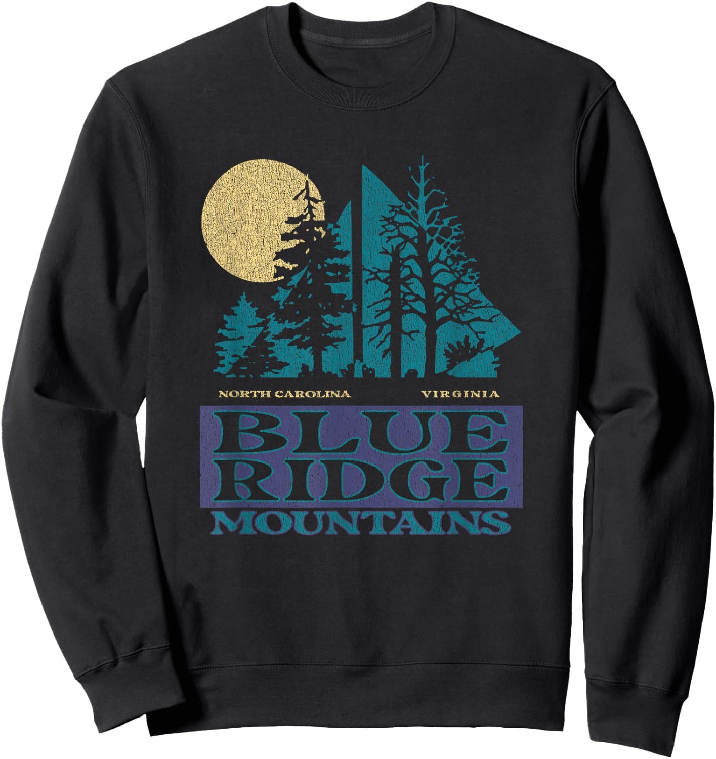 Blue Ridge Mountains National Park Vintage Scenic Sweatshirt - Sweatshirt | Black