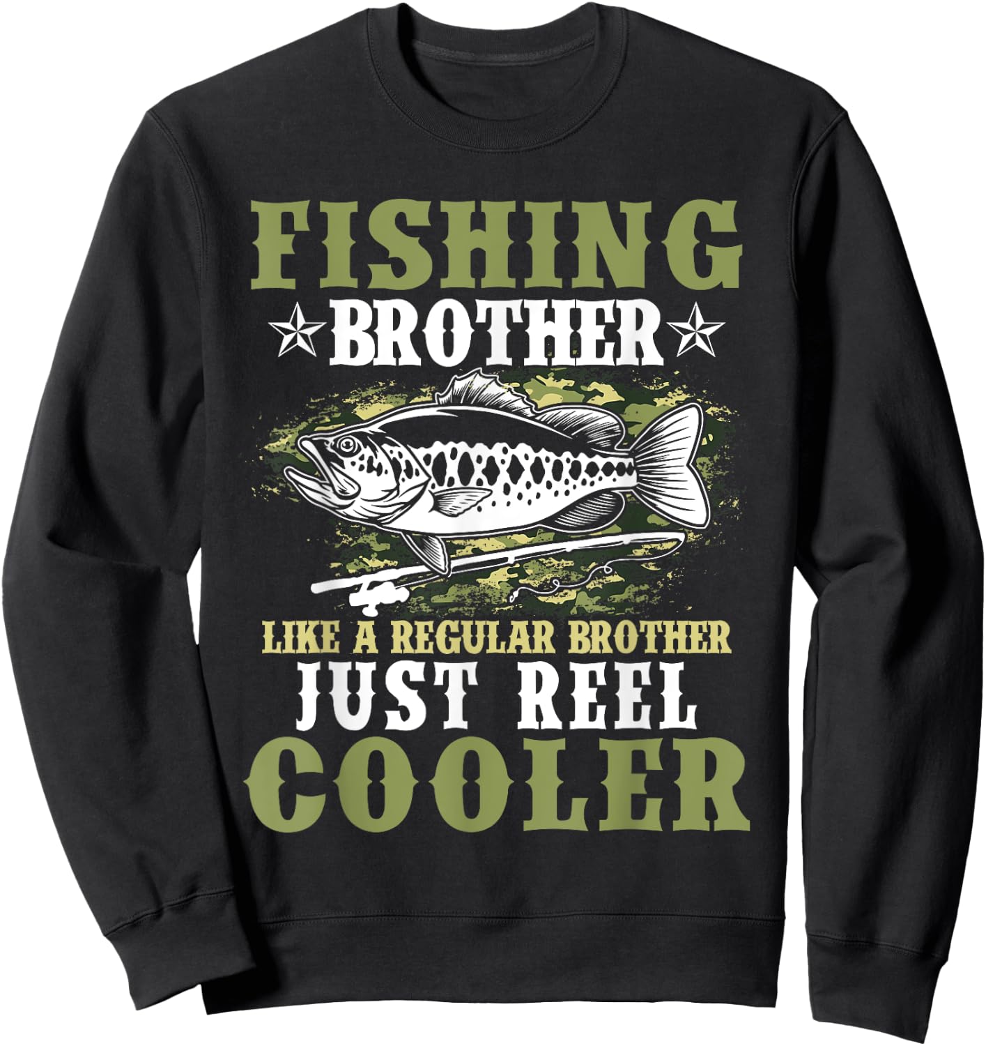 Fishing Shirt Boys Fisherman Funny Bass Fishing Brother Sweatshirt - Sweatshirt | Black