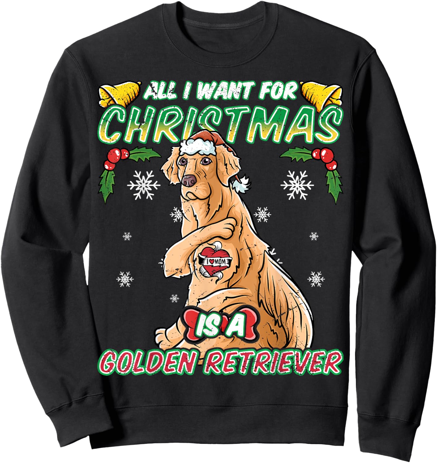 All I Want For Christmas Is A Golden Retriever Santa Claus Sweatshirt - Sweatshirt | Black