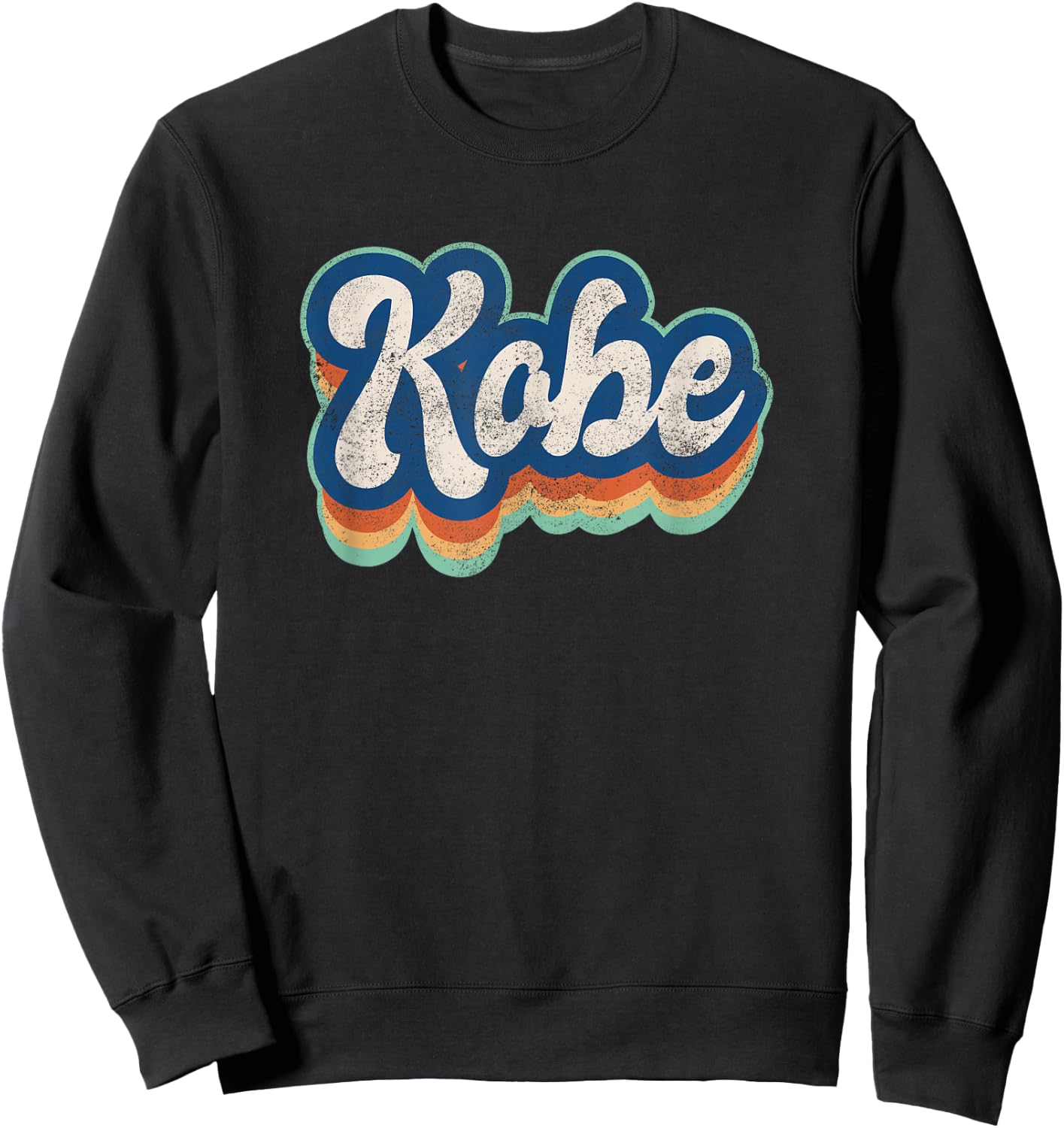 Kobe First Name Boy Vintage Style 70s 80s Personalized Sweatshirt - Sweatshirt | Black